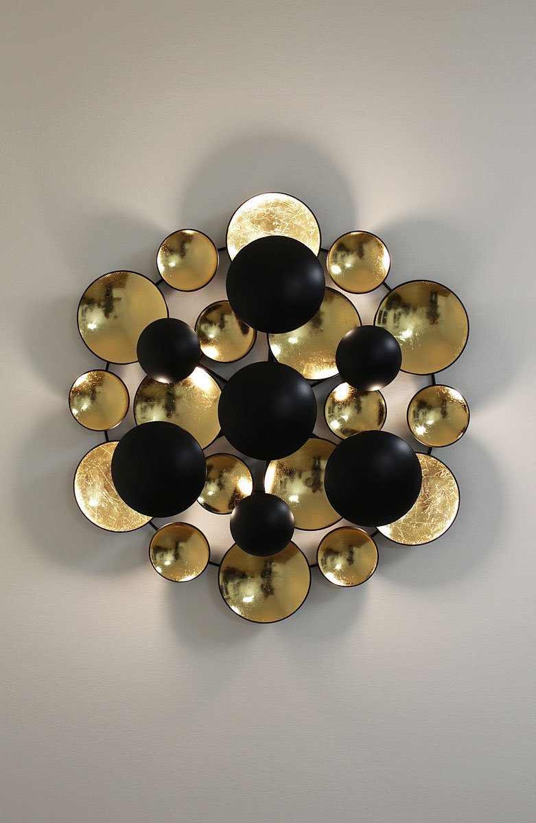Kiom Wandleuchte Wand-Dekoobjekt Mucircoli Dekobjekt einem, inklusive, L abhängig Leuchtmittel Leuchte & schwarz in nicht & blattgold, Leuchtmittel