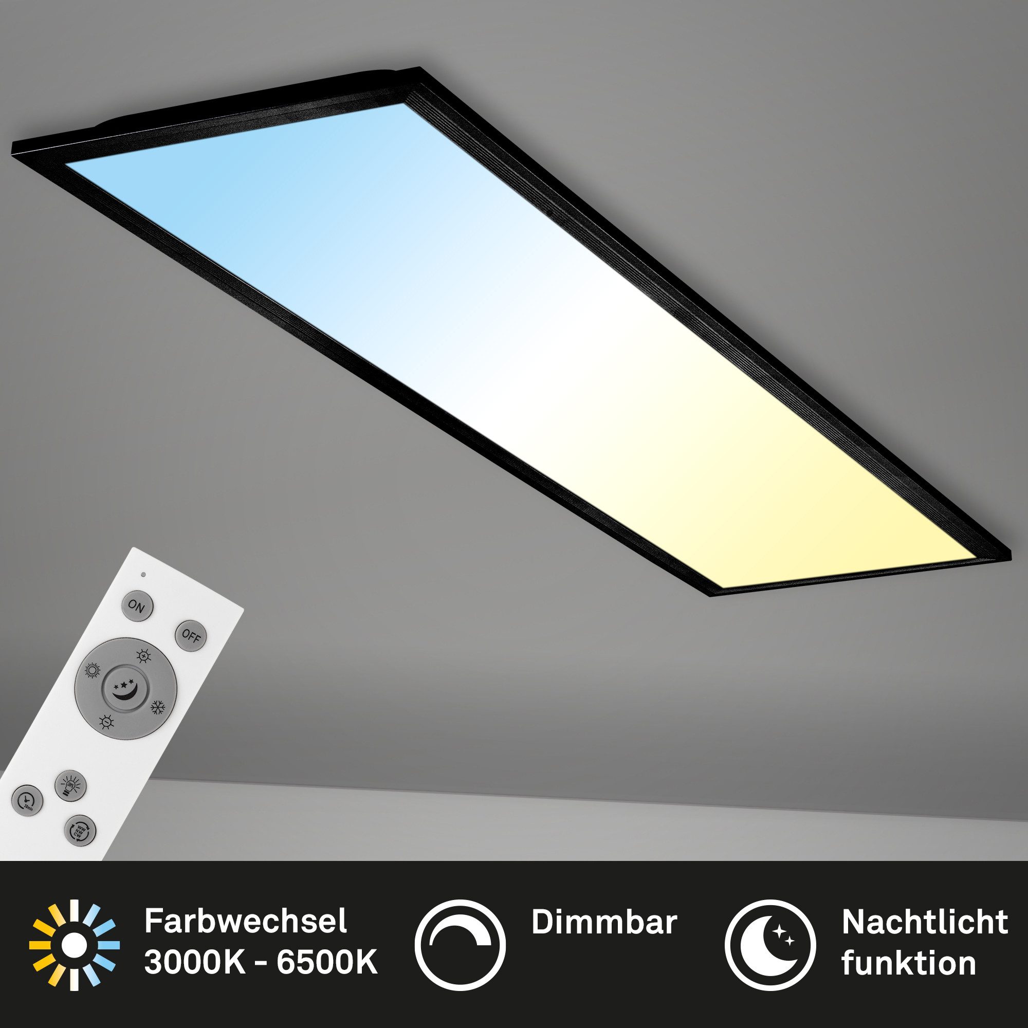 Briloner Leuchten Deckenleuchte LED Panel PIATTO, LED fest integriert, Deckenlampe, 100x25x6cm, 24W, Wohnzimmer, Schlafzimmer, Küche