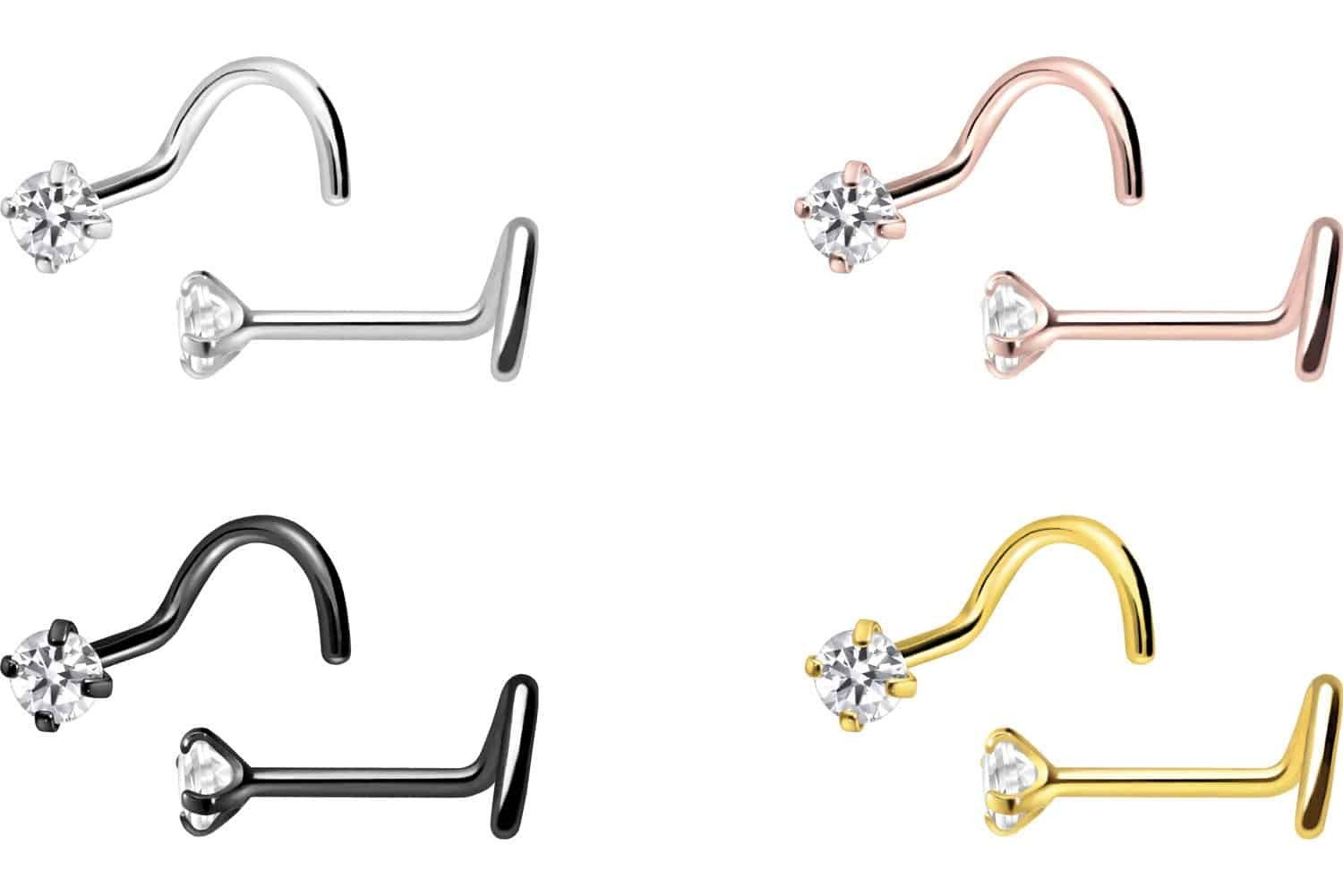 PIERCINGLINE Nasenpiercing Titan Nasenstecker Spirale EINGEFASSTER KRISTALL günstig online kaufen