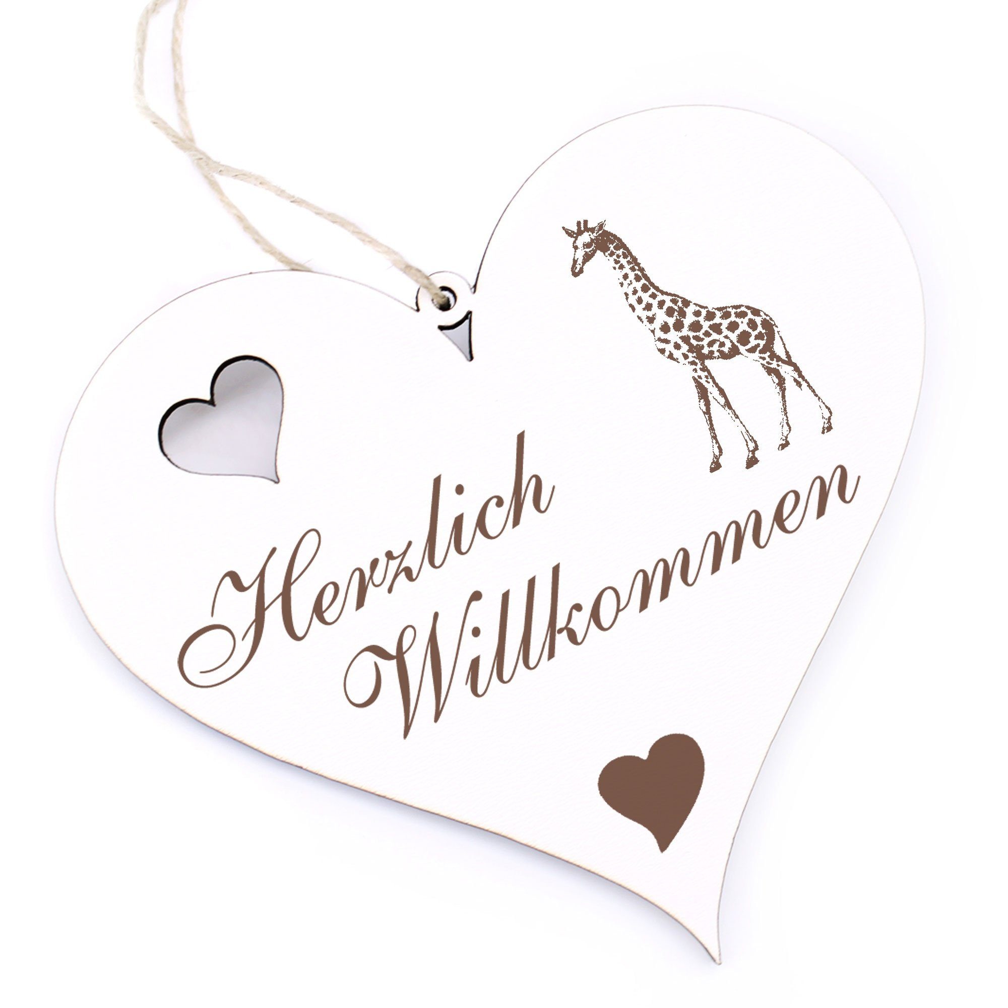 Dekolando Hängedekoration Herzlich Willkommen - Giraffe - 13x12cm