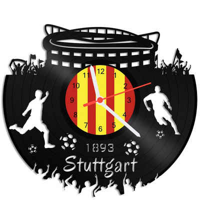 GRAVURZEILE Wanduhr Schallplattenuhr - Stuttgart - 100% Vereinsliebe - Fußball -