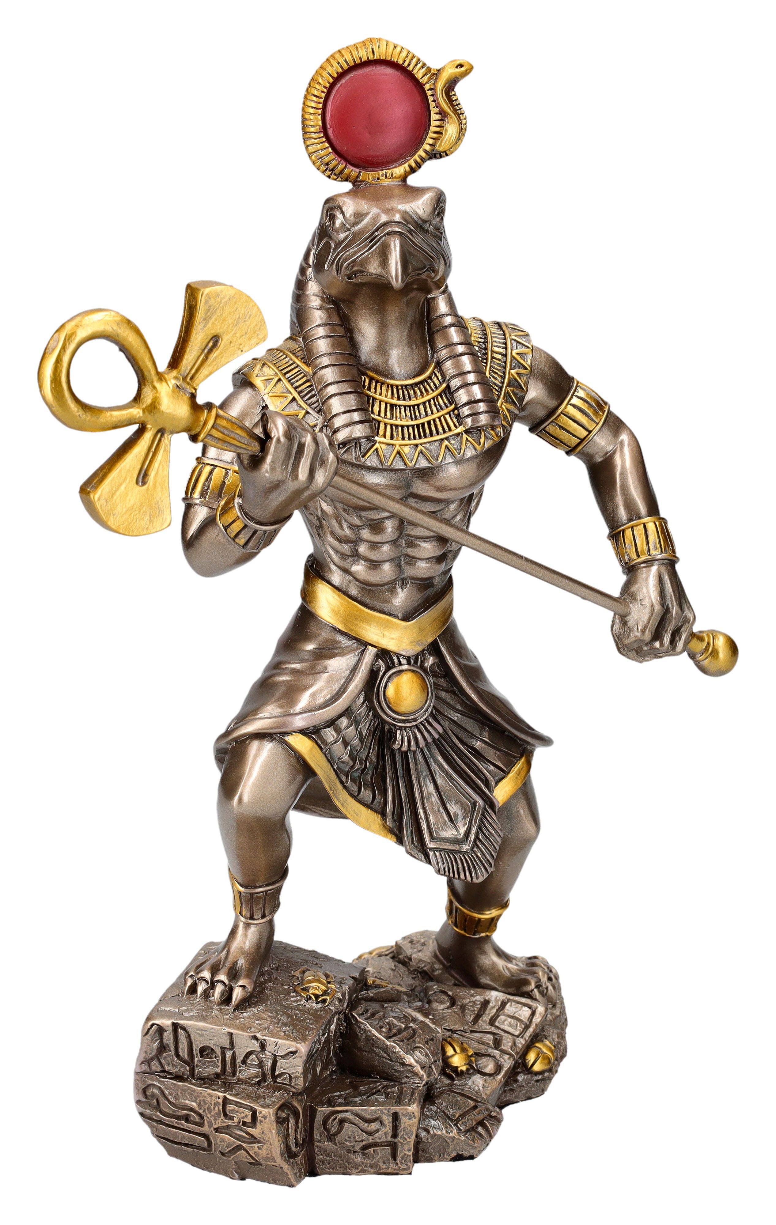 Figuren Shop GmbH Dekofigur Horus Figur - Krieger mit Zepter - ägyptischer Gott Götterfigur Deko