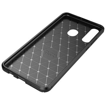 FITSU Handyhülle Handyhülle für Huawei P30 Lite Case im Carbon Design Schwarz, Handyhülle mit Carbon Optik, stabile Schutzhülle, Case mit Eckenschutz