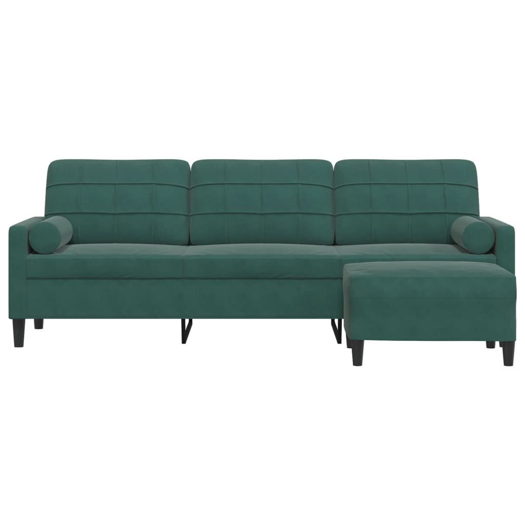 vidaXL Sofa 3-Sitzer-Sofa mit Hocker Dunkelgrün günstig online kaufen