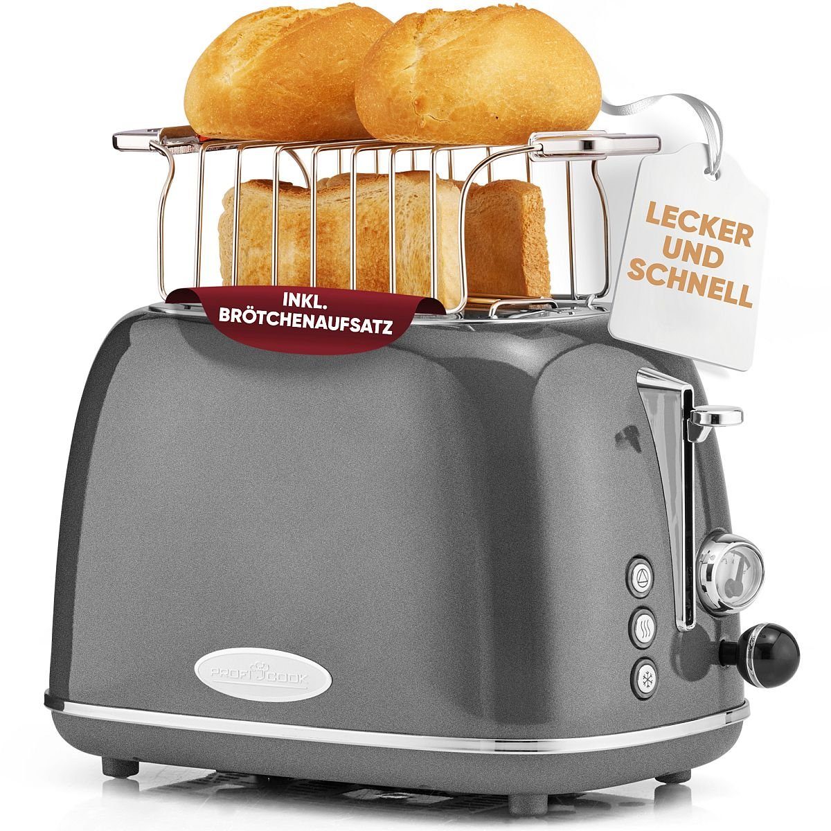 ProfiCook Тостери PC-TA 1193, Тостери 2 Scheiben m. extra breiten Toastschlitzen