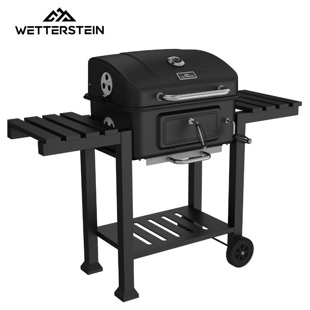 Wetterstein Holzkohlegrill Wetterstein® solider XXL-BBQ GRILLWAGEN Holzkohle Grill Doppelablage