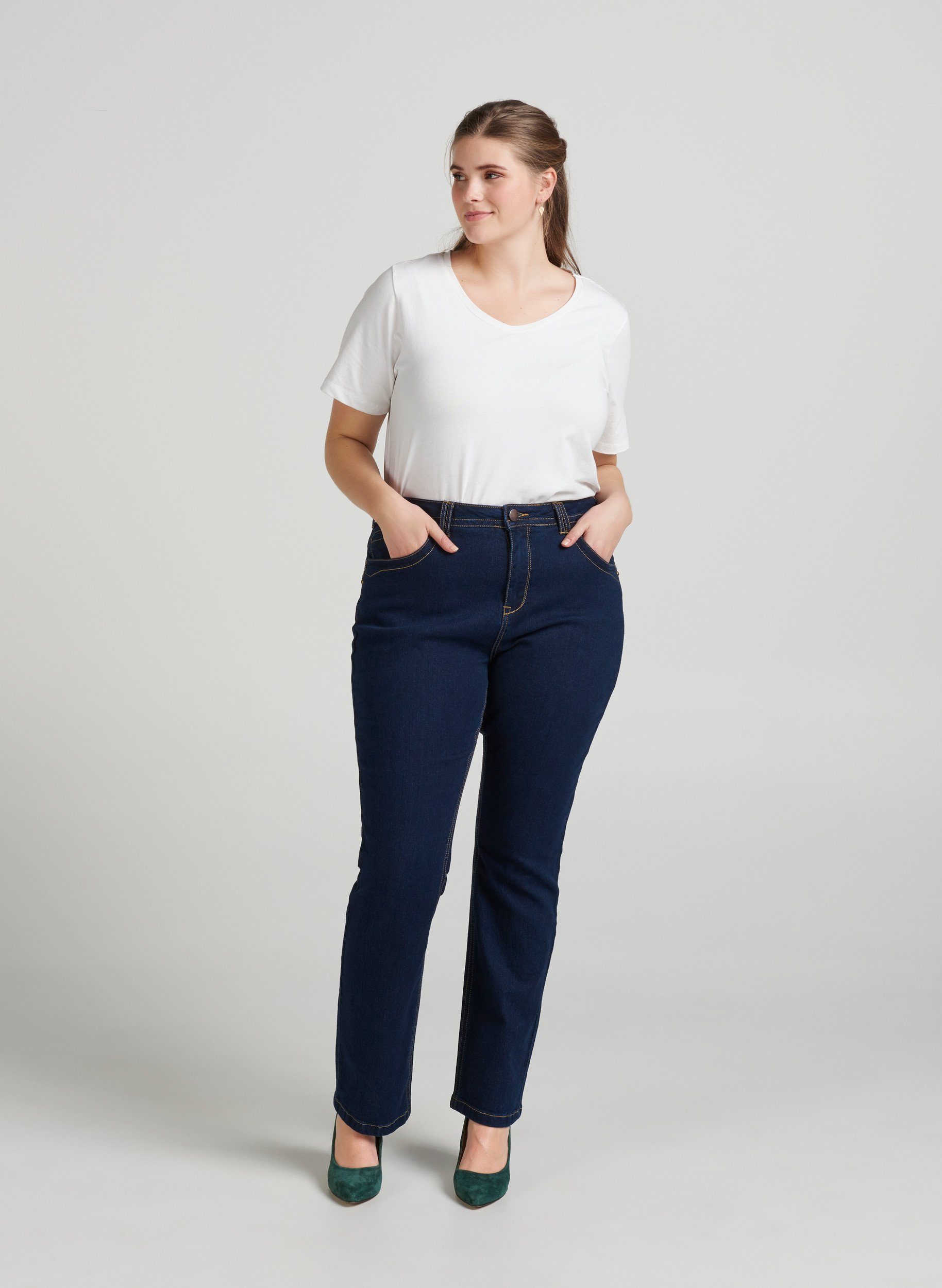 Zizzi Slim-fit-Jeans Damen Große Größen Baumwoll-Jeans mit Stretch und  hoher Taille online kaufen | OTTO