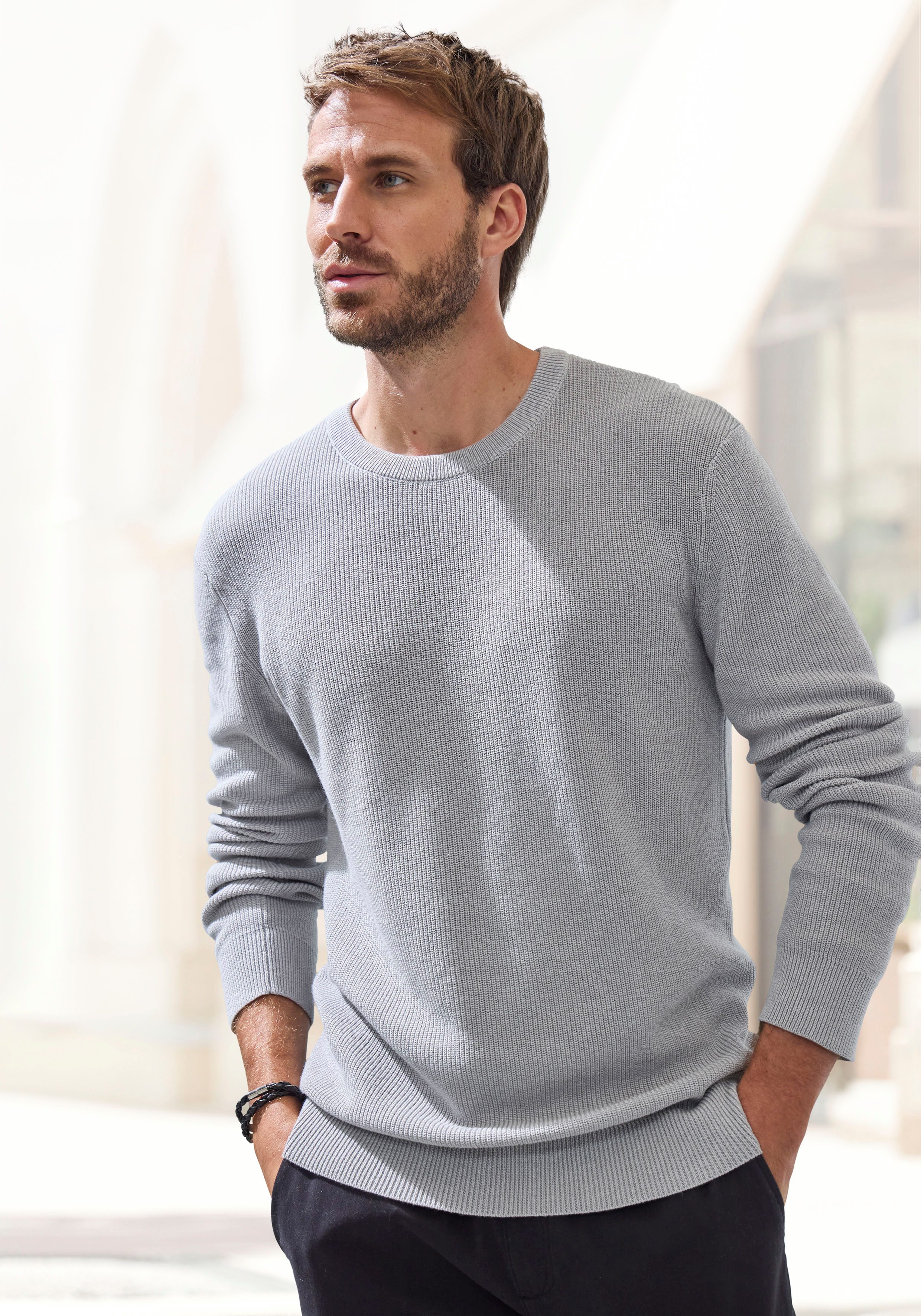 John Devin Strickpullover bis Größe 5XL Pullover in modischen Farben aus Baumwollmischung