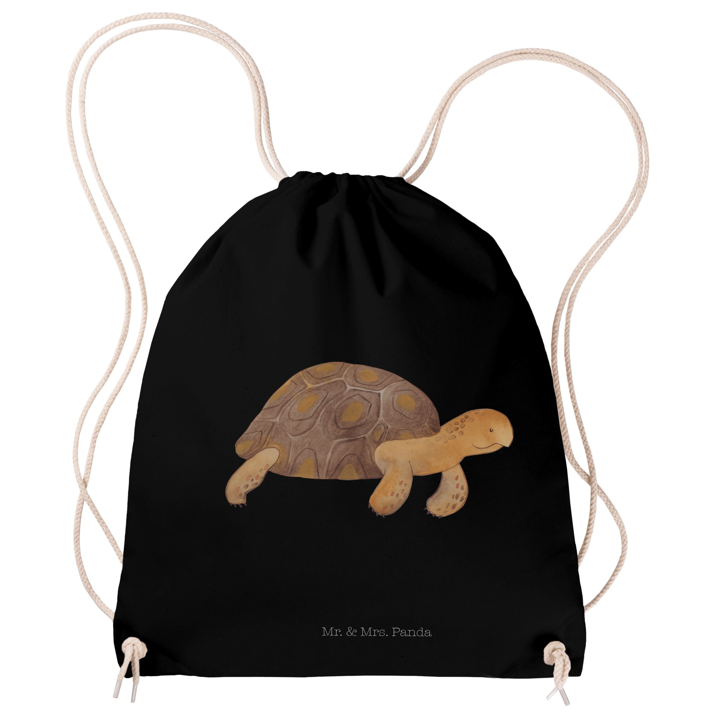 marschiert Schildkröte & - Geschenk, Urlaub, Inspirat Mrs. Panda - Mr. Sporttasche Tasche, Schwarz (1-tlg)