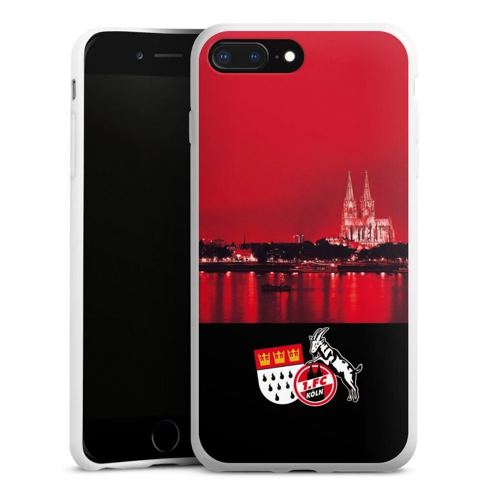 DeinDesign Handyhülle Skyline 1. FC Köln Offizielles Lizenzprodukt Skyline Köln Rot, Apple iPhone 8 Plus Silikon Hülle Bumper Case Handy Schutzhülle