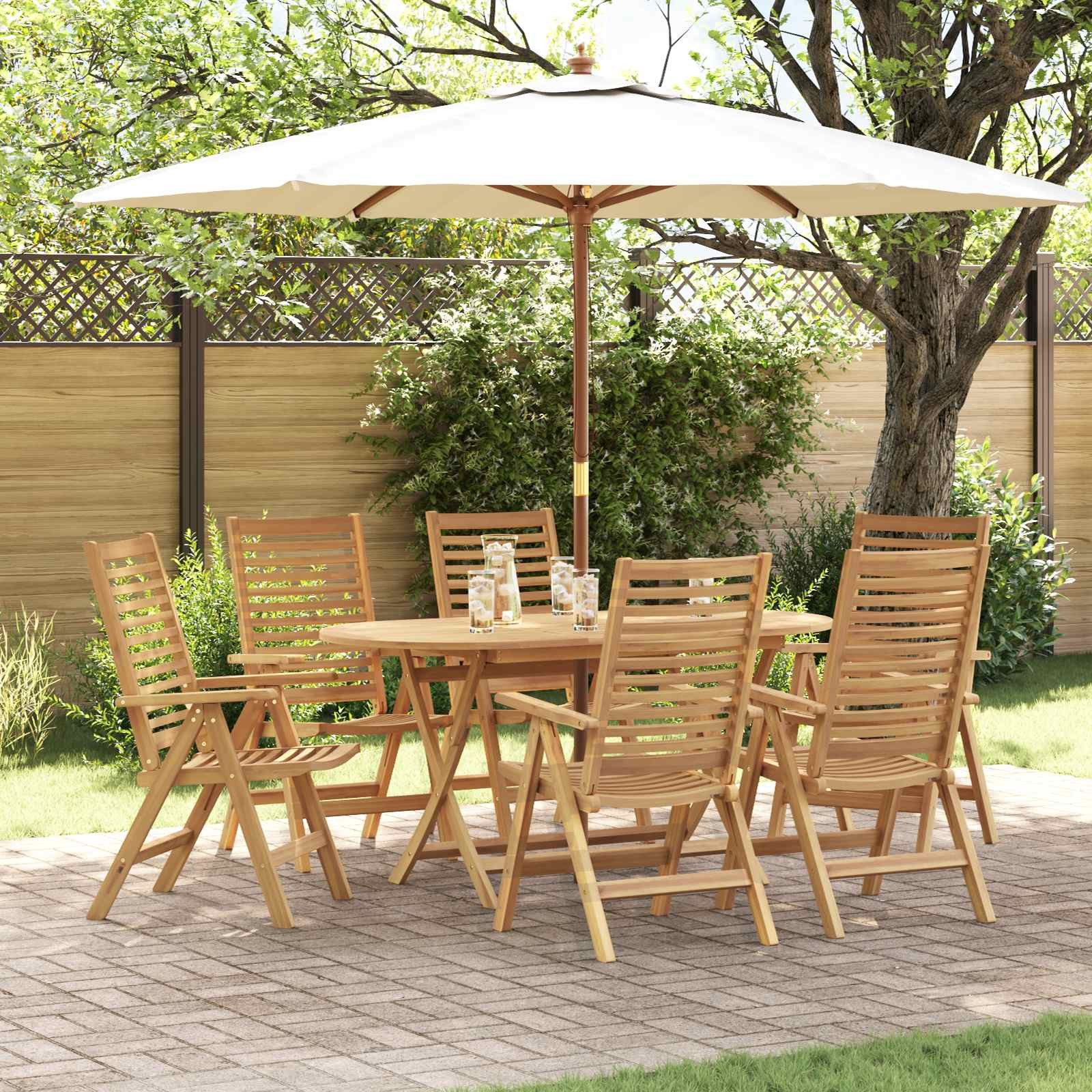 vidaXL Gartenlounge-Set Garten Essgruppe 7 Stk. Braun Massivholz, (7-tlg)