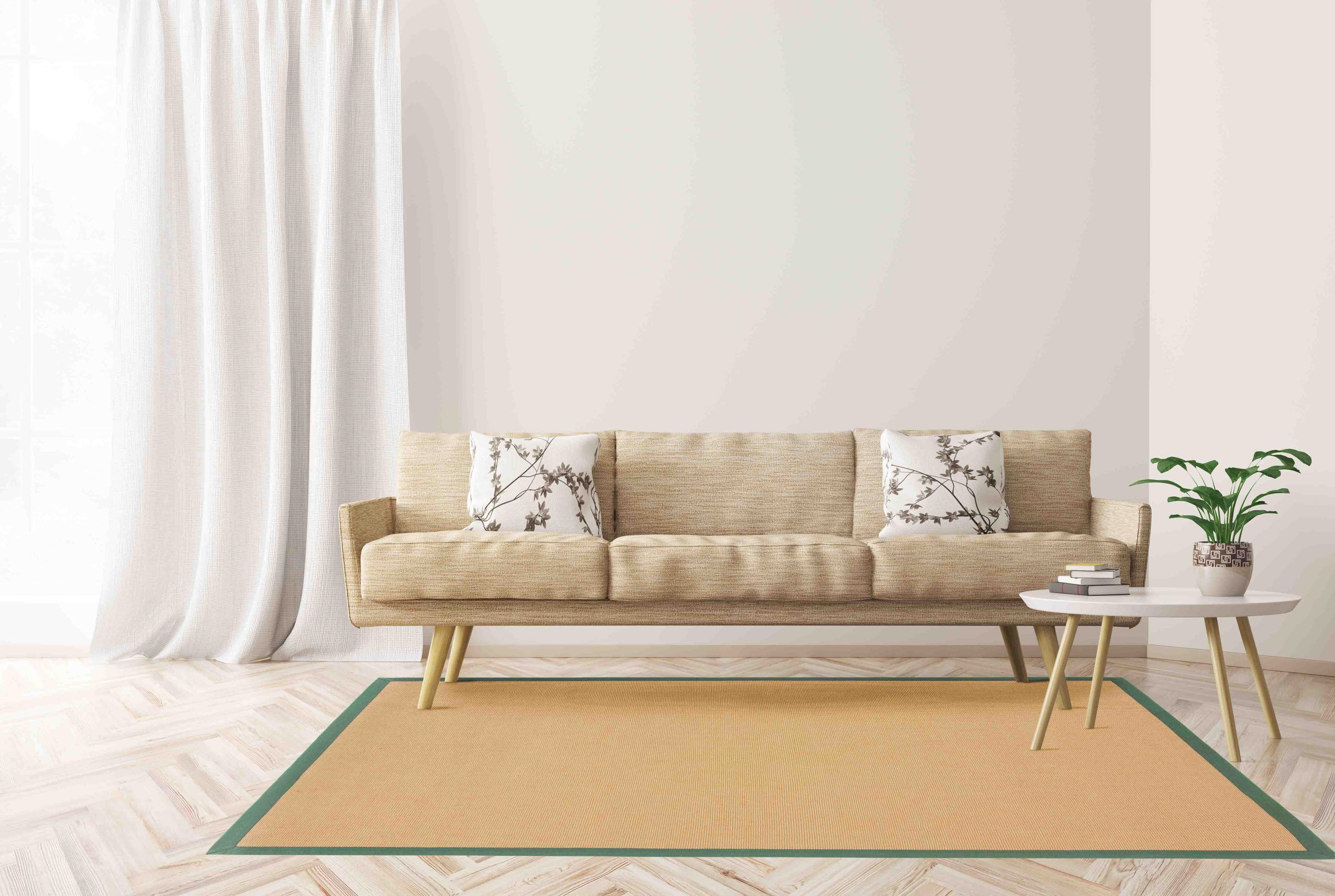 carpetfine Sisalteppich Sisal, auch als Läufer erhältlich, rechteckig, Höhe: 5 mm, mit farbiger Bordüre, Anti Rutsch Rückseite, viele Größen, Wohnzimmer
