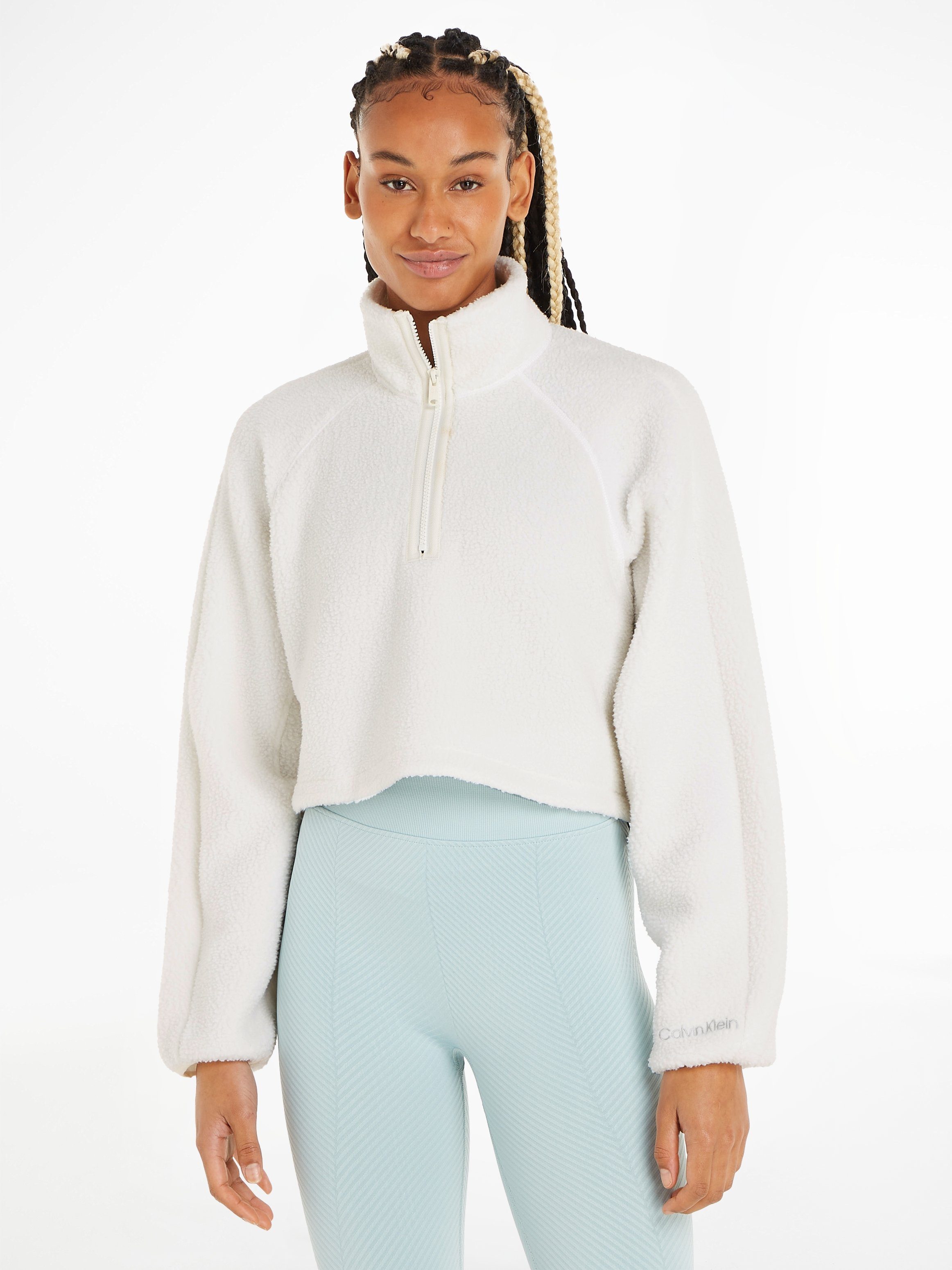 Calvin Klein Sport Stehkragenpullover HYBRID - Sherpa Pullover ecru | Strickpullover