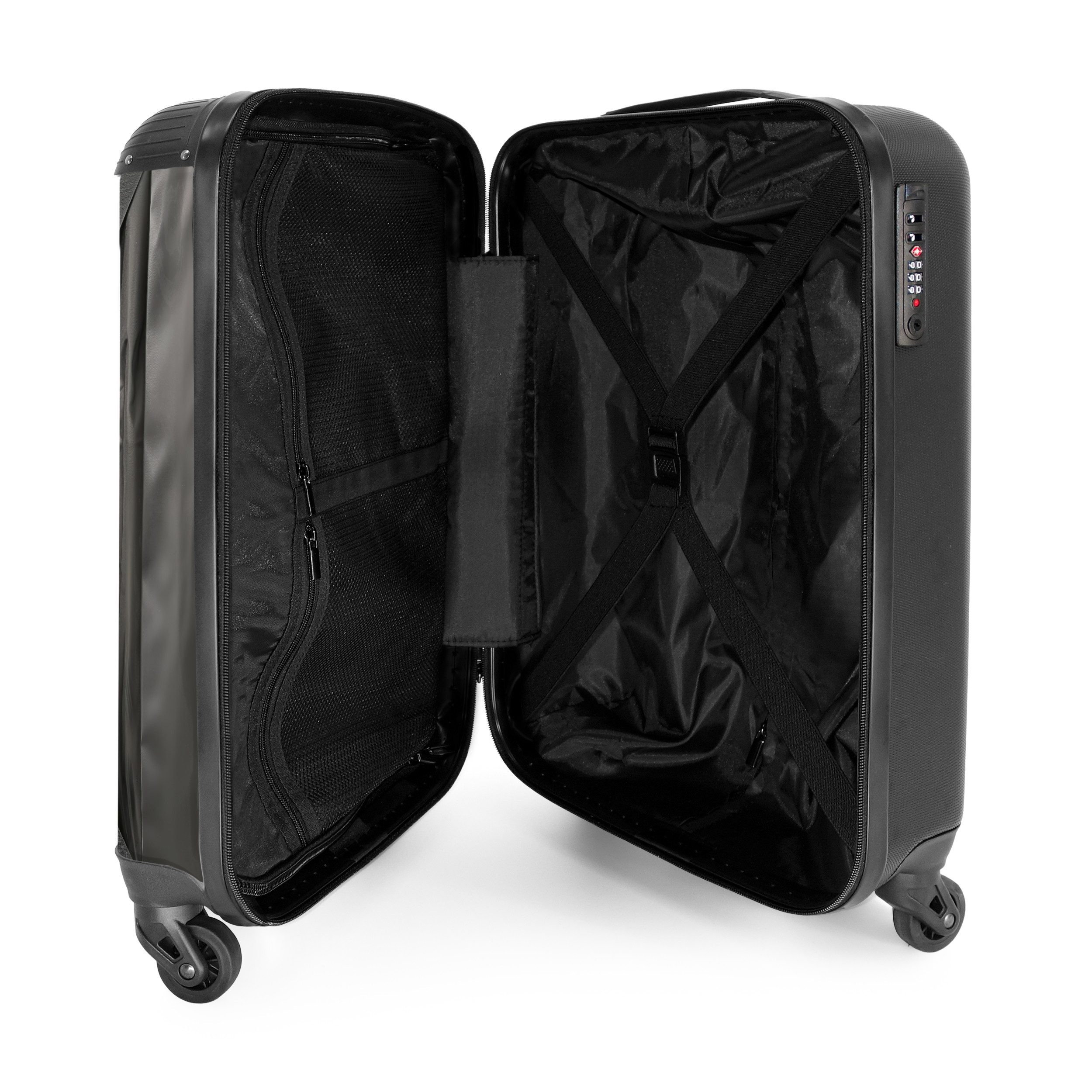 NoBoringSuitcases.com© Hartschalen-Trolley Der Pinguin ist mit von der Partie 55x35x20cm, Reisetasche mit Rollen, Koffer Handgepäck Flugzeug – Bild 4 von 5