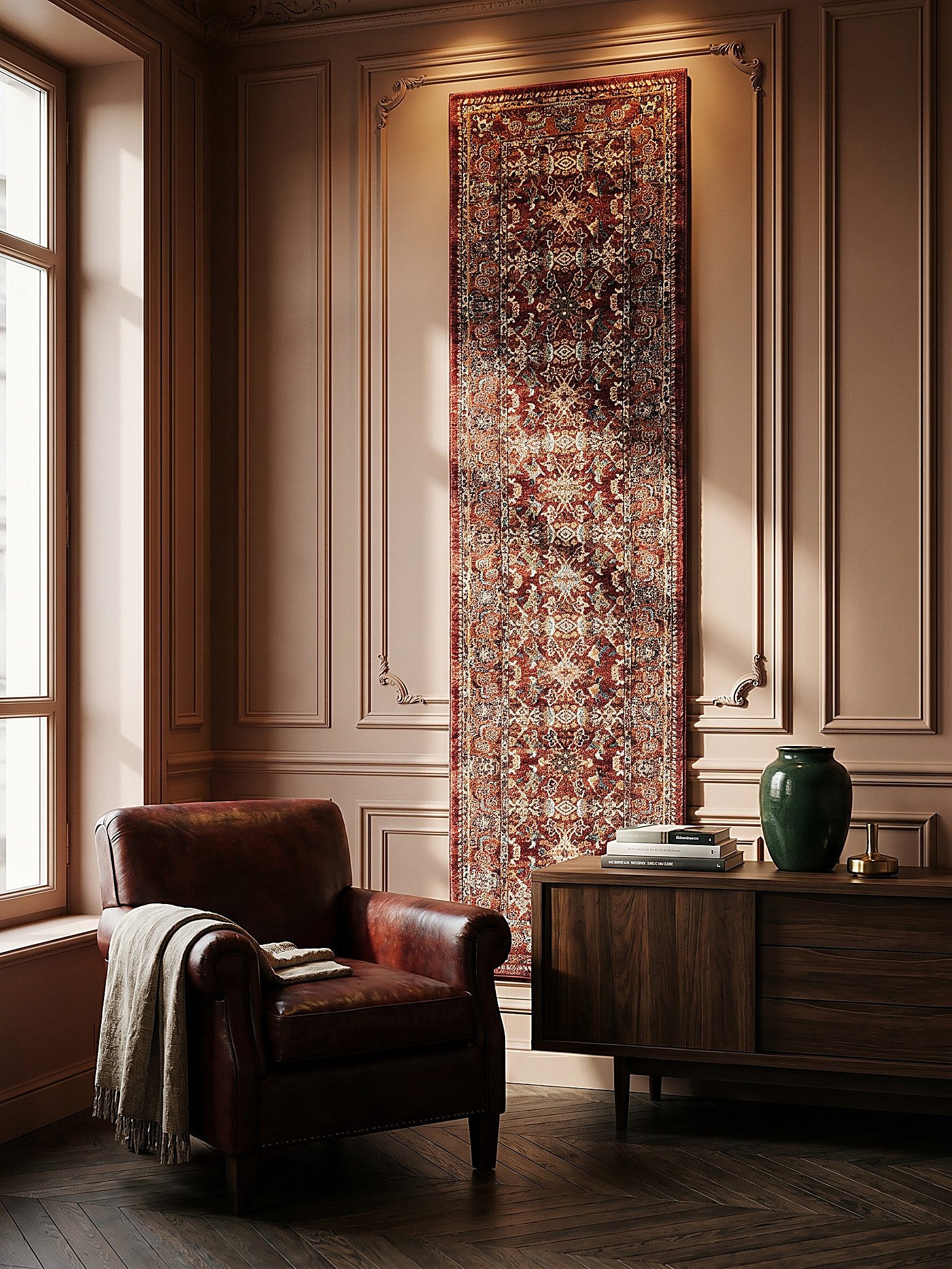 KADIMA DESIGN Teppich GLAZERT Schlafzimmerteppich 80x150 Rot Kurzflor Medaillon, Läufer, Höhe: 16 mm, 100% Polypropylen, 2400 g/m², 12 mm Kurzflor, FBH-geeignet – Bild 4 von 5