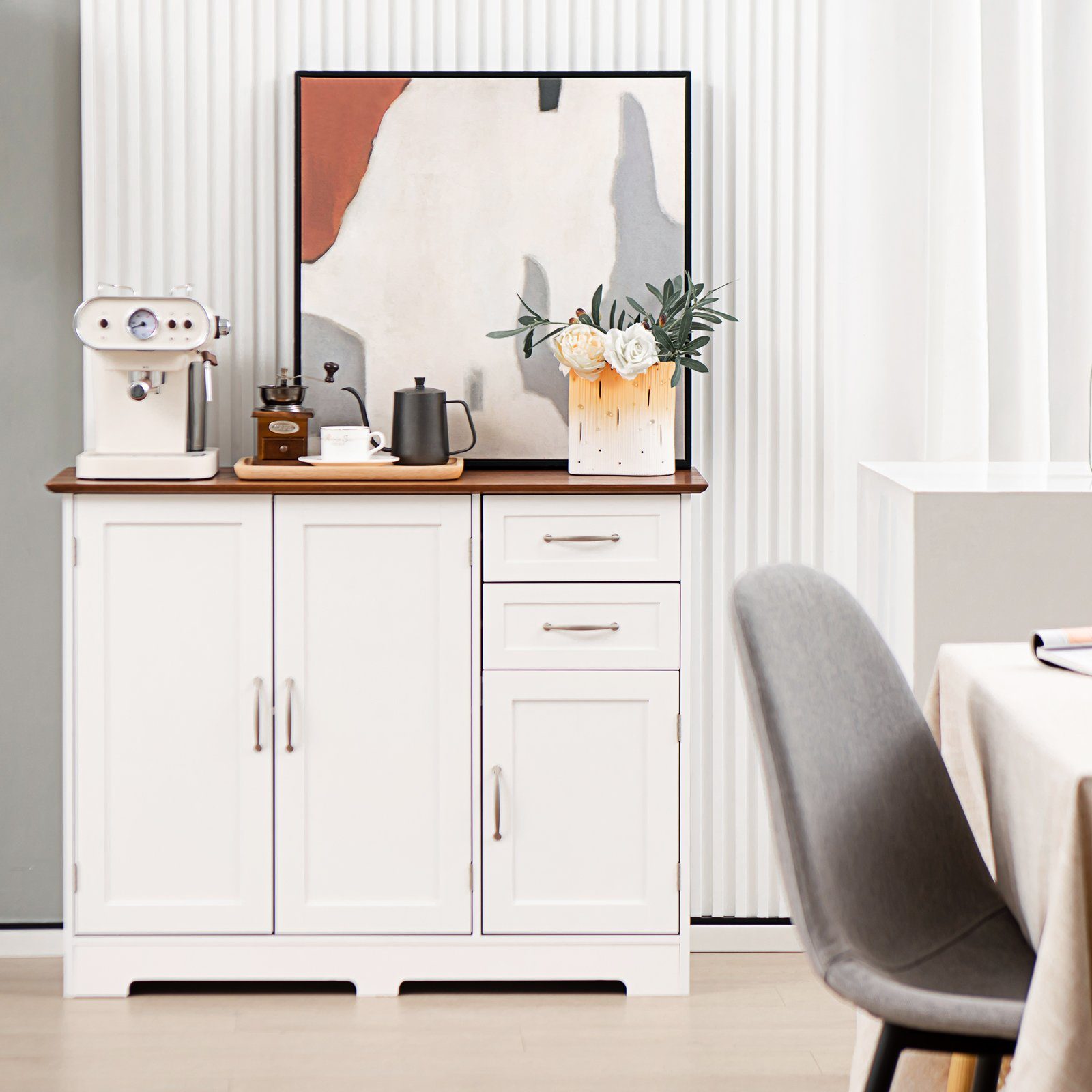 COSTWAY Küchenbuffet mit Arbeitsplatte, Schublade&Tür, Küchenschrank günstig online kaufen