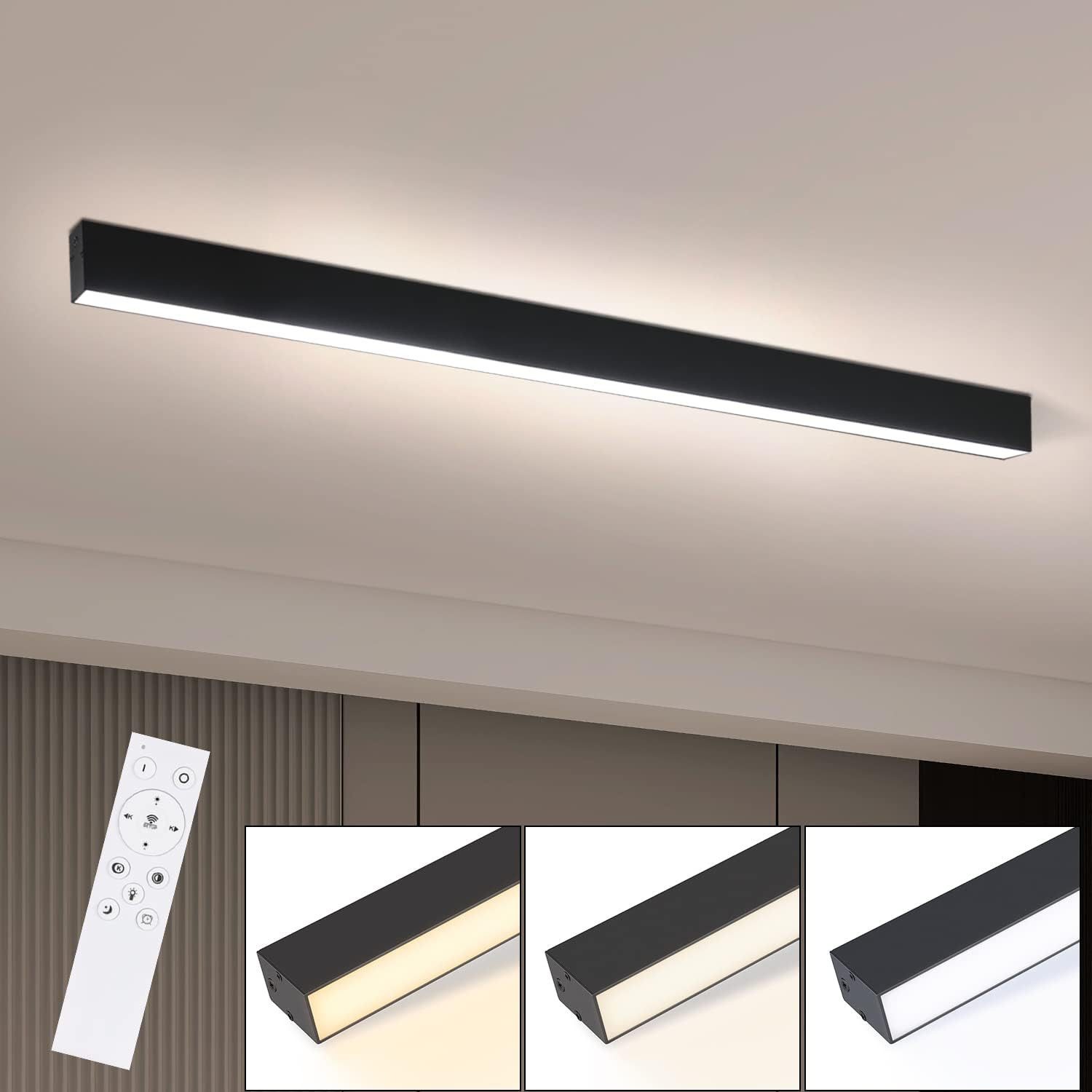 ZMH Deckenleuchten Whonzimmer Modern Dimmbar Bürolampe Decke Mit Fernbedienung, Augenschutz, LED fest integriert, Tageslichtweiß, LED fest integriert