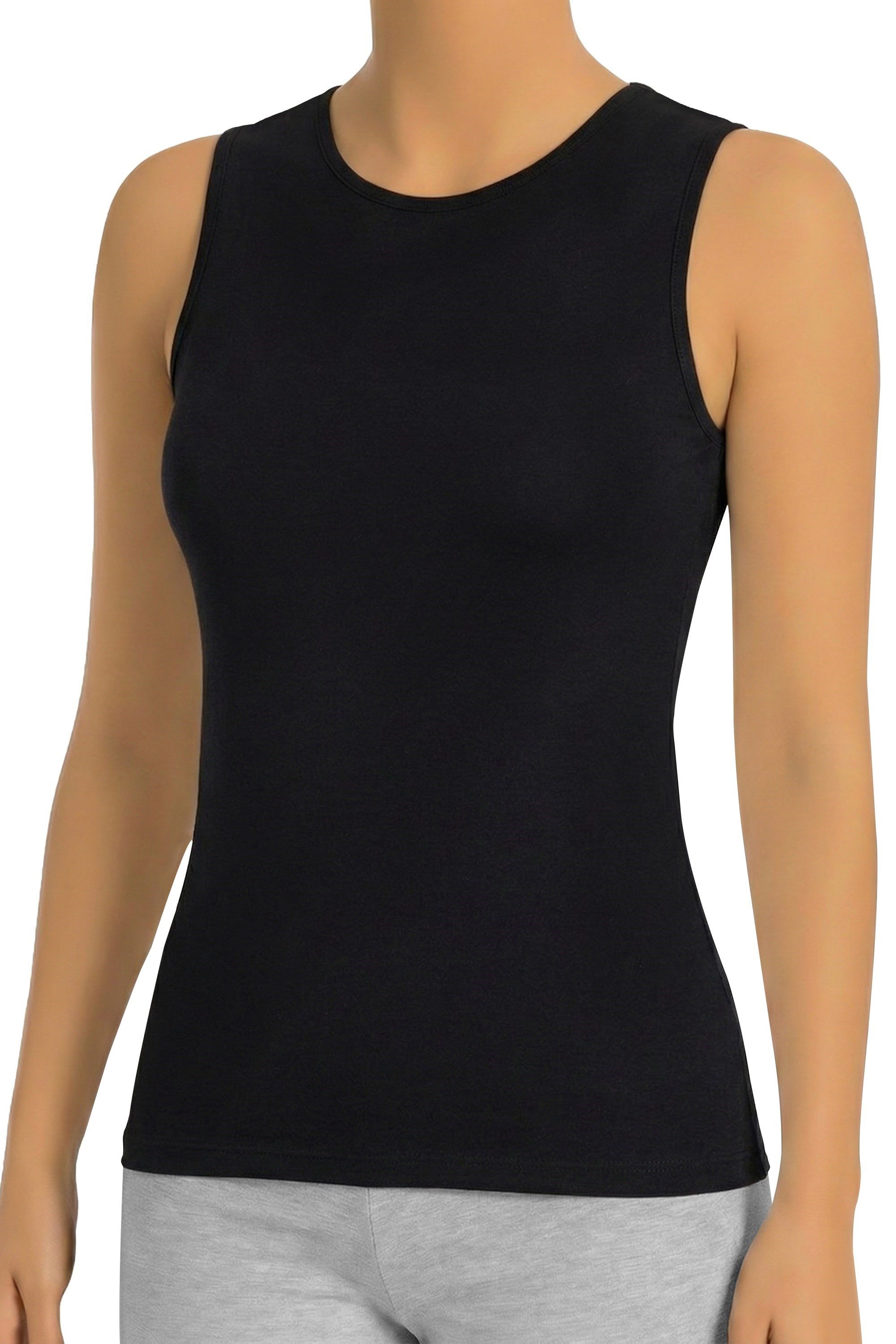 öts Tanktop Damen Baumwoll Top ohne Ärmel - Rundhals