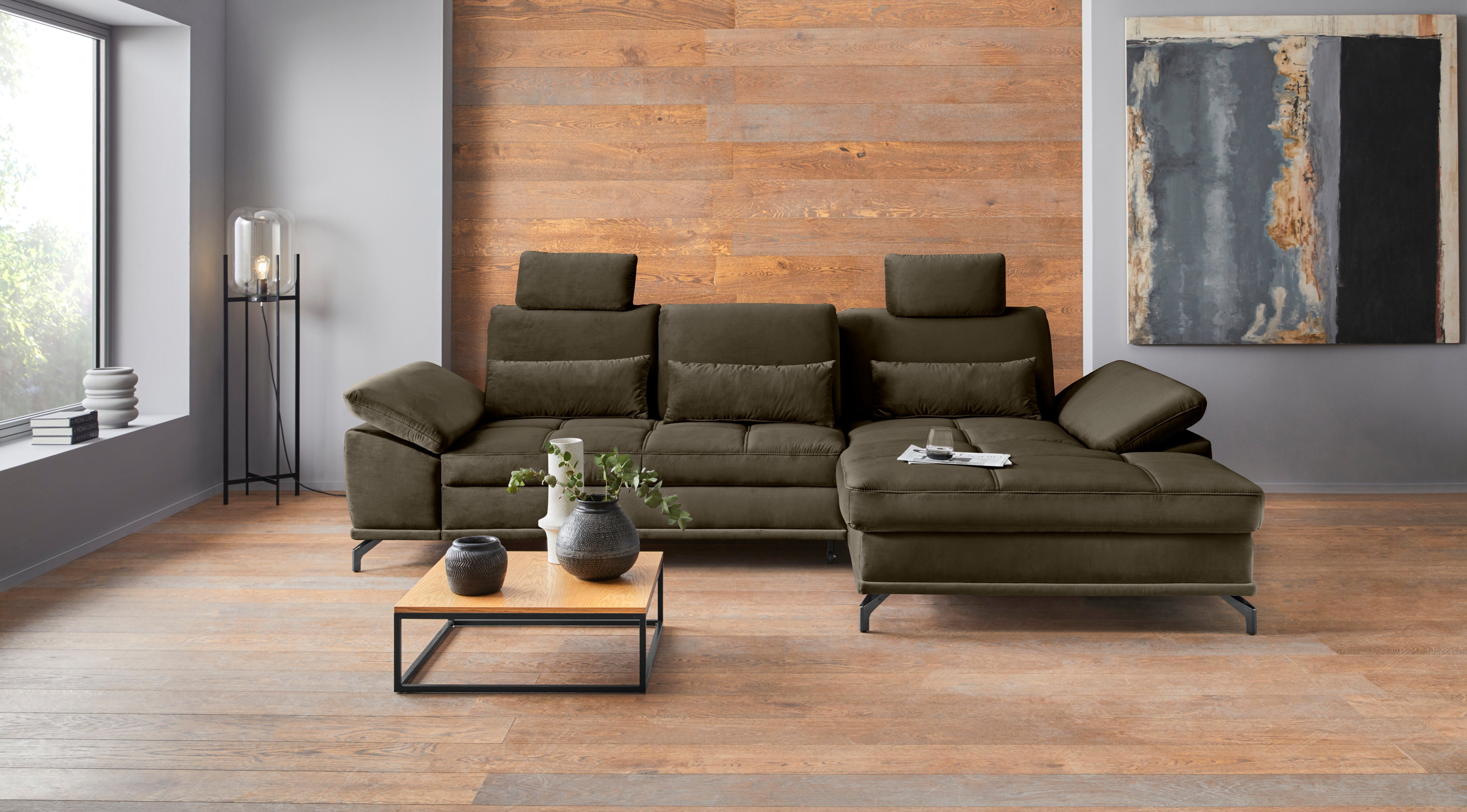 OTTO home Ecksofa Costello L-Form, B: 301cm, Sitztiefen & Armteilverstellung, Federkern, 3 Nierenkissen, optional Schlaffunktion & Bettkasten