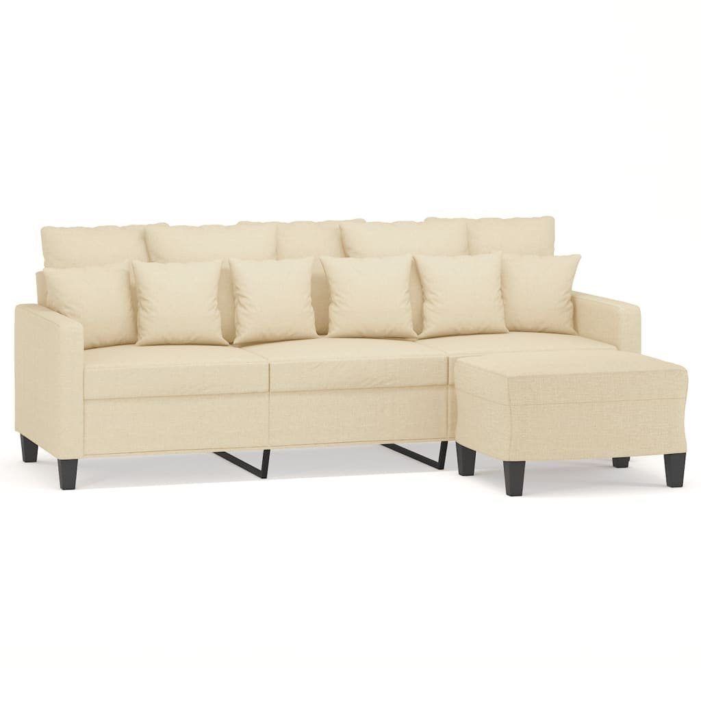 vidaXL Sofa 3-Sitzer-Sofa mit Hocker Creme günstig online kaufen