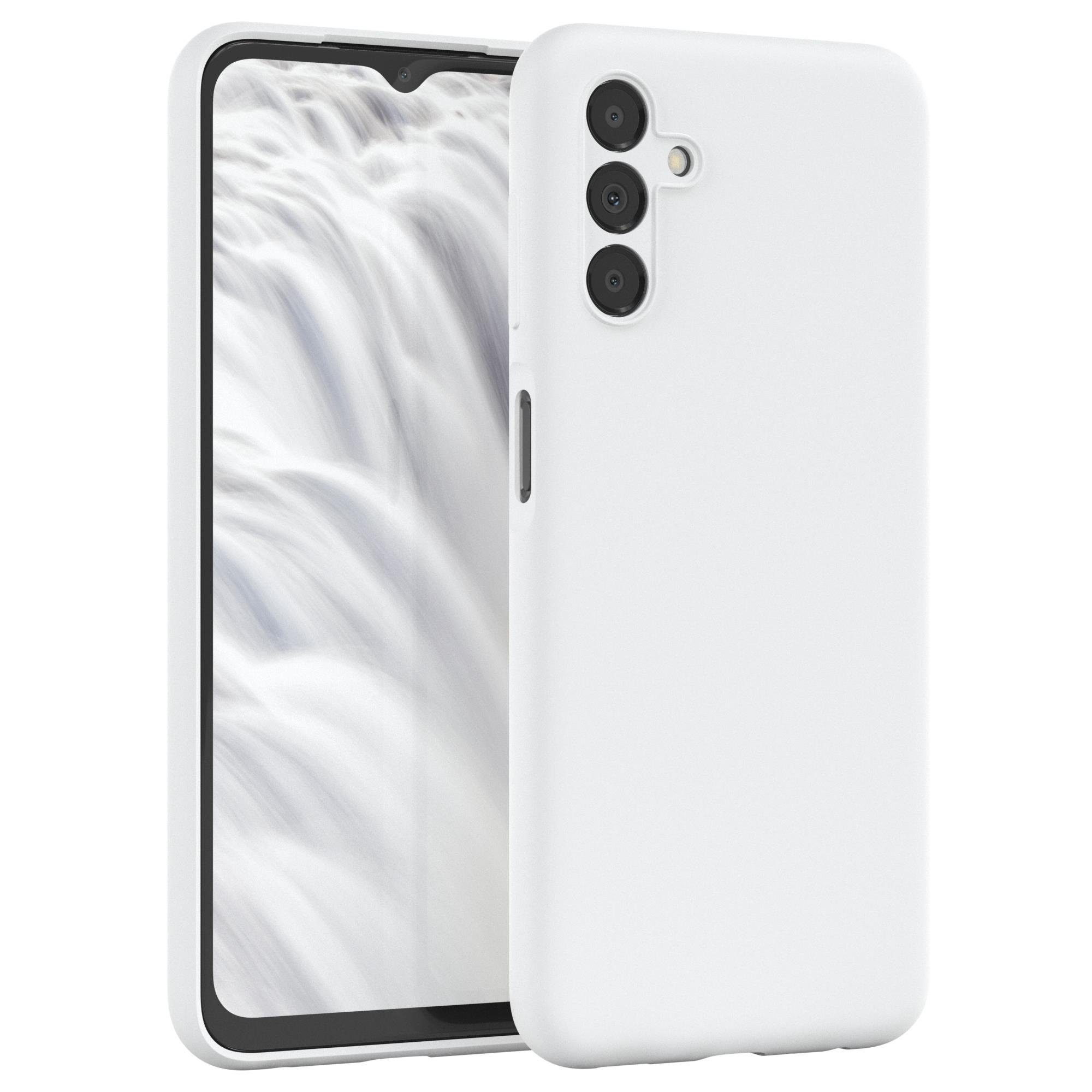 EAZY CASE Handyhülle Premium Silikon Case für Samsung Galaxy A13 5G 6,6 Zoll, Silikon Schutzhülle mit Kameraschutz kratzfest Handy Softcase Weiß
