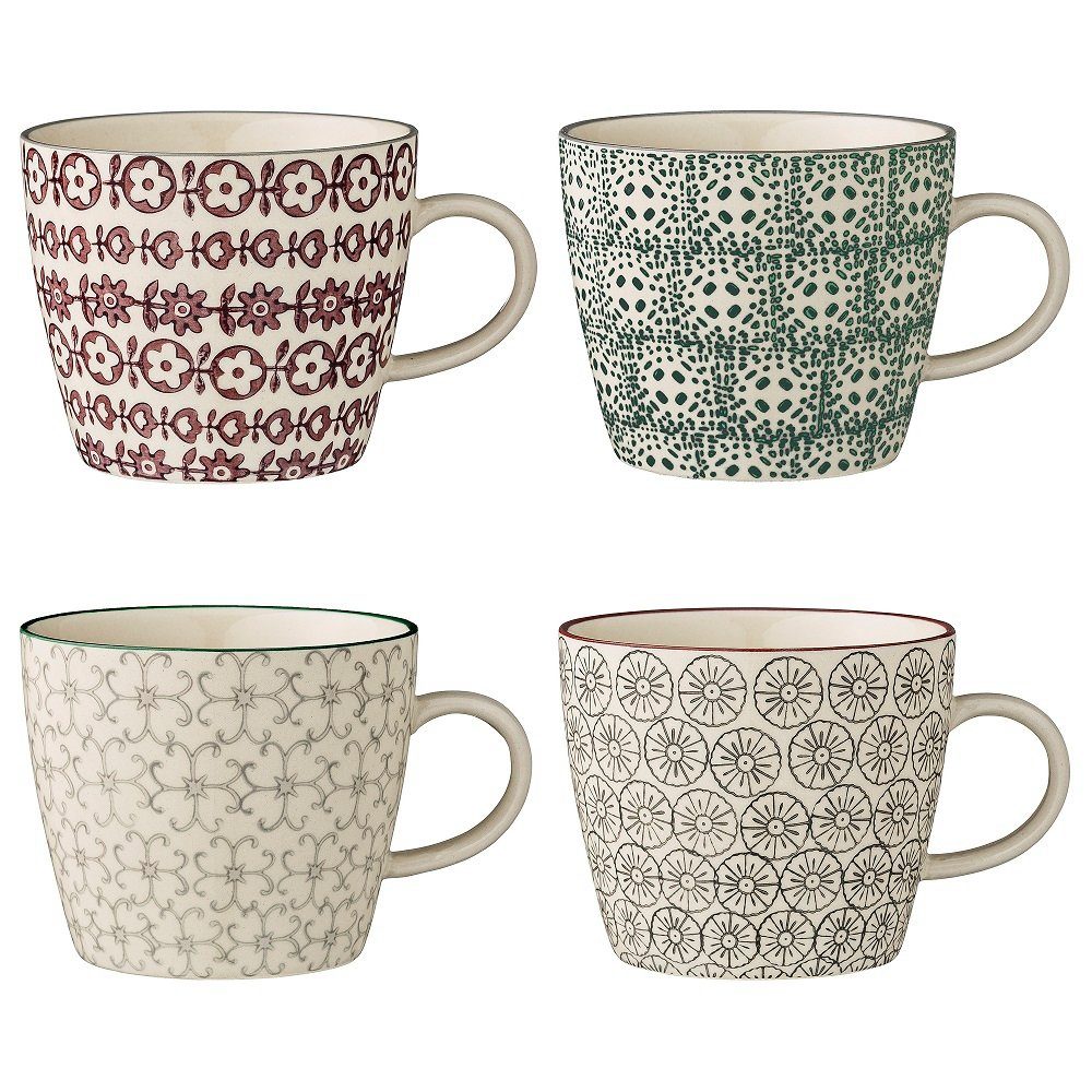 Becher Bloomingville Karine Becher 300 ml Grün Steingut 4er Set