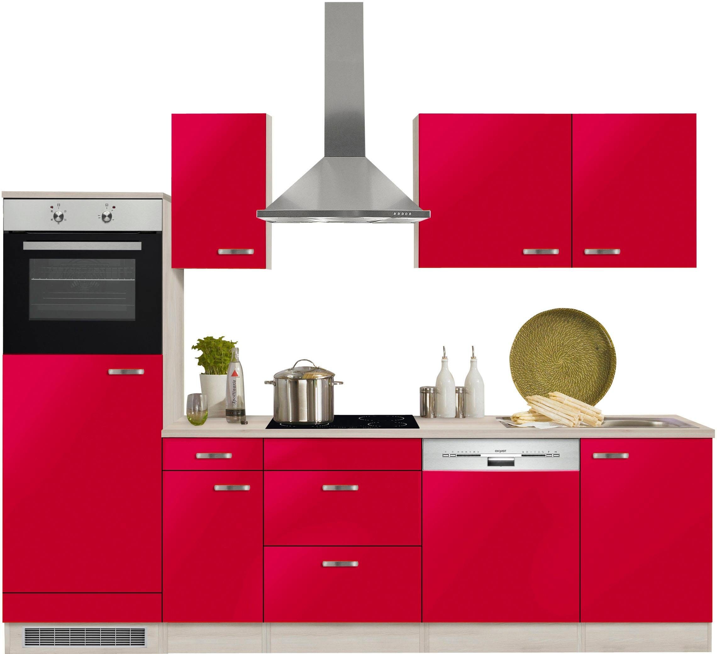 OPTIFIT Küchenzeile Faro, mit E-Geräten, Breite 270 cm rot