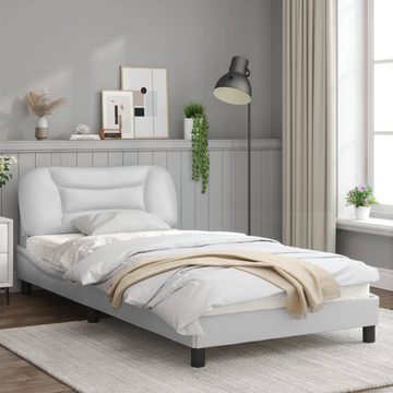 vidaXL Bett Bettgestell mit LED Weiß 100x200 cm Kunstleder