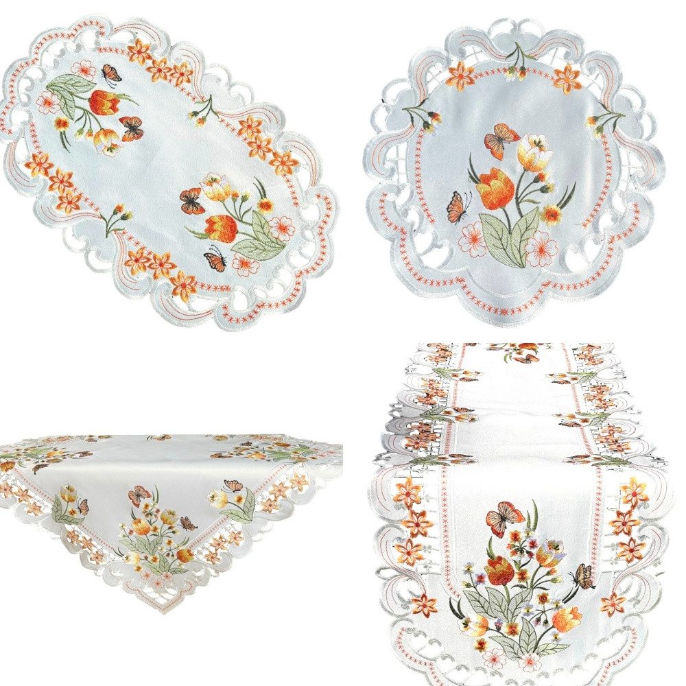 Westernlifestyle Tischdecke Orange Tulpen und Schmetterlinge Tischläufer günstig online kaufen