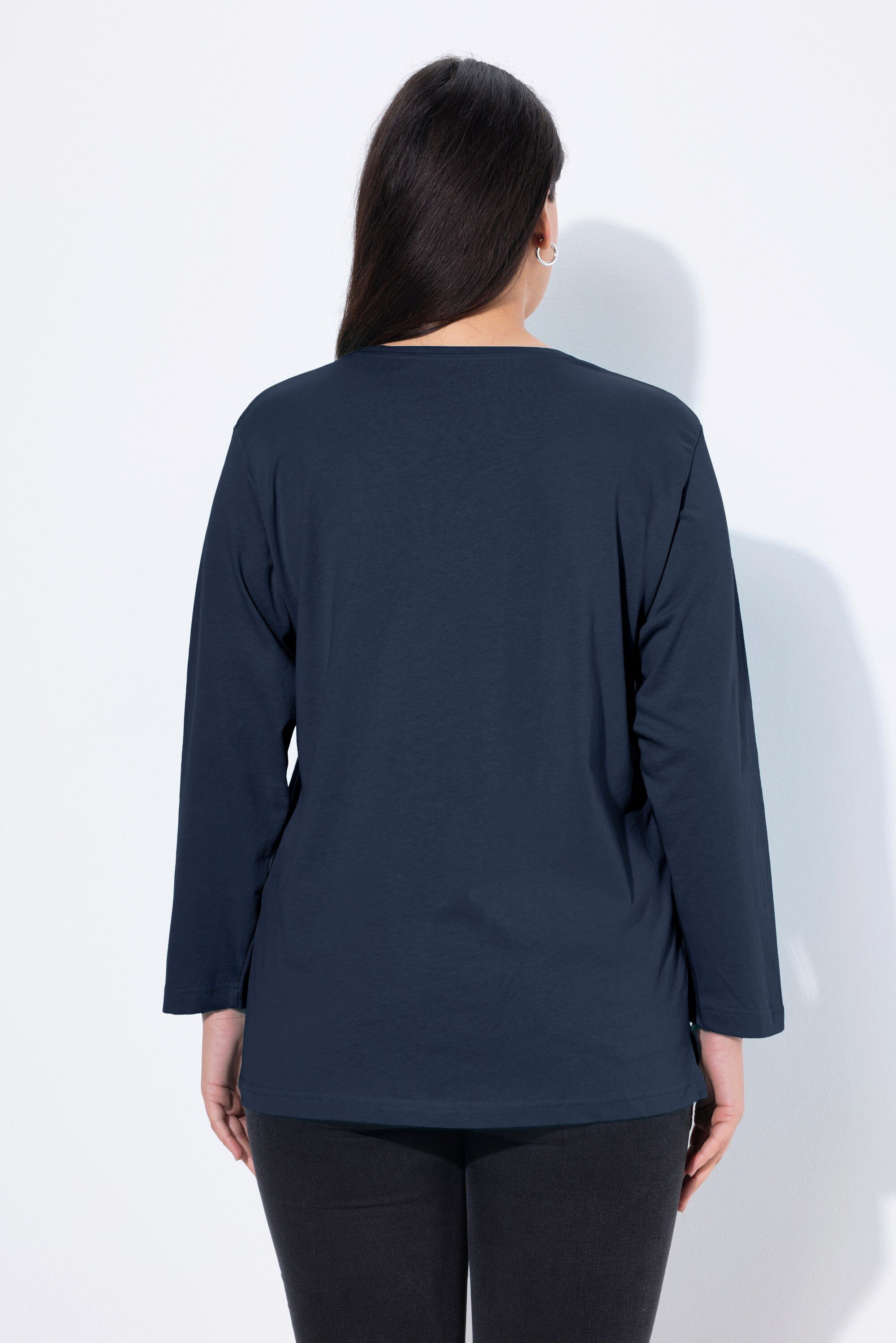 Ulla Popken T-Shirt Shirt V-Ausschnitt Relaxed Langarm – Bild 3 von 5