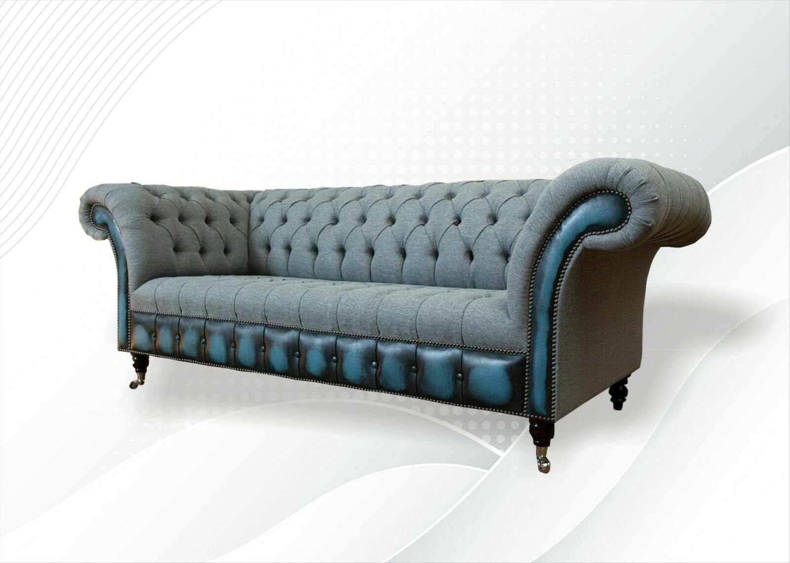 JVmoebel Neu Chesterfield Sofa Sofas Möbel Couch Textil Couchen Klassische Polster Leder Chesterfield-Sofa,