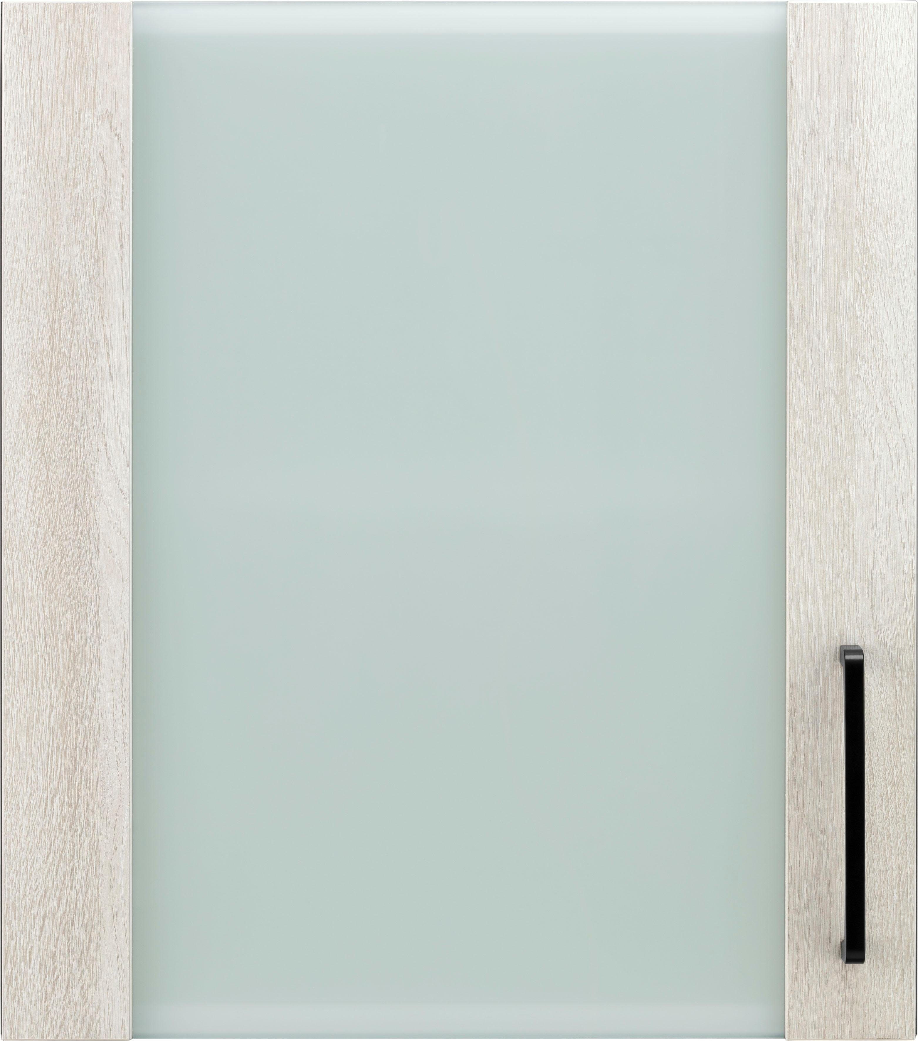 Küchen Glashängeschrank mit Oak/Anthrazit Front wiho Glaseinsatz Wilton Esbo