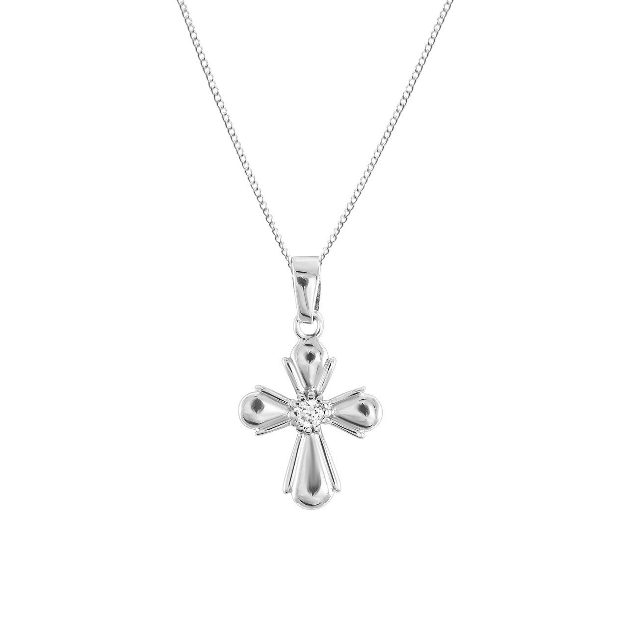 Kette mit Anhänger KREUZ mit Zirkonia, 2-tlg.