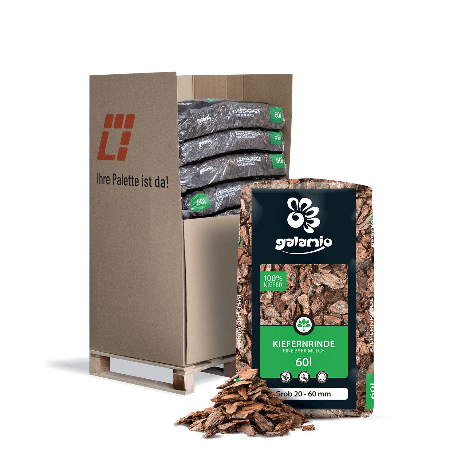 GALAMIO Rindenmulch Kiefer Grob, (Palette, 13-St)