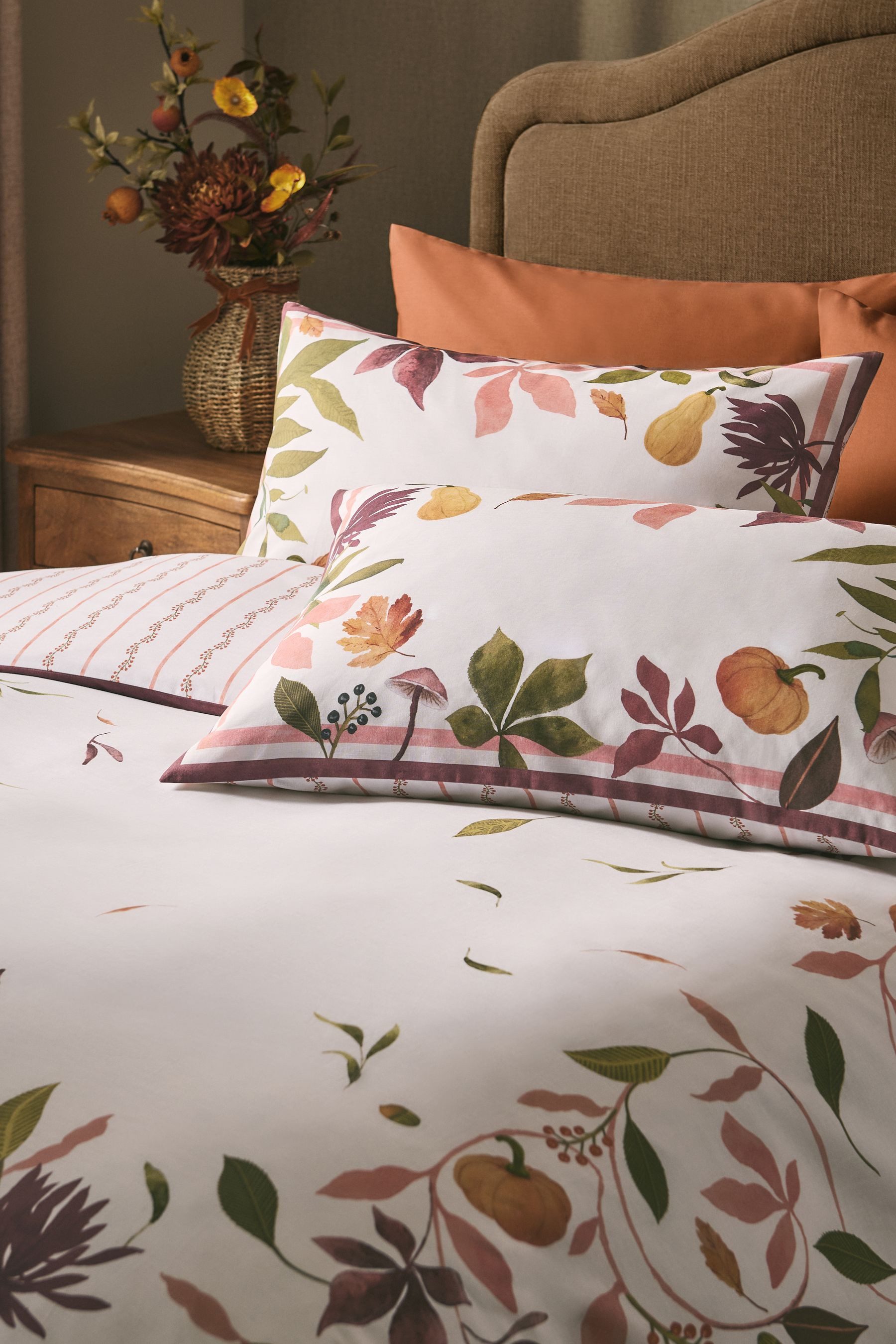 Next Bett-Set Wendbare Bettgarnitur mit Herbstblumen, Bezug: Baumwolle