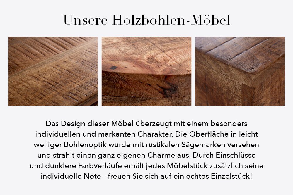 · Konsolentisch riess-ambiente schwarz, Mango Schreibtisch / Massivholz · · natur CRAFT Konsole IRON 115cm