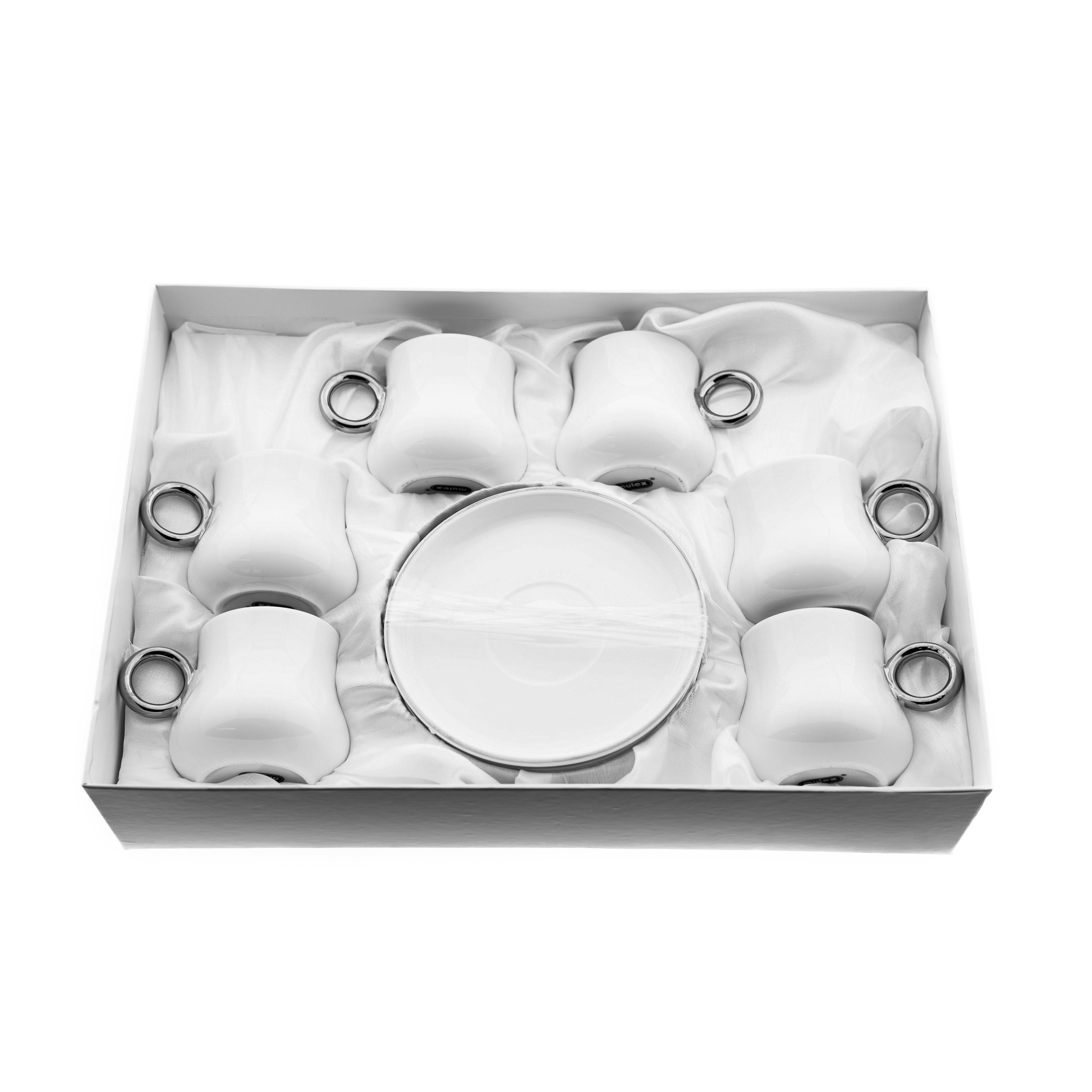 Mulex Espressotasse 12 Tlg Set Mokkatassen mit Untertasse aus Porzellan 80 ml