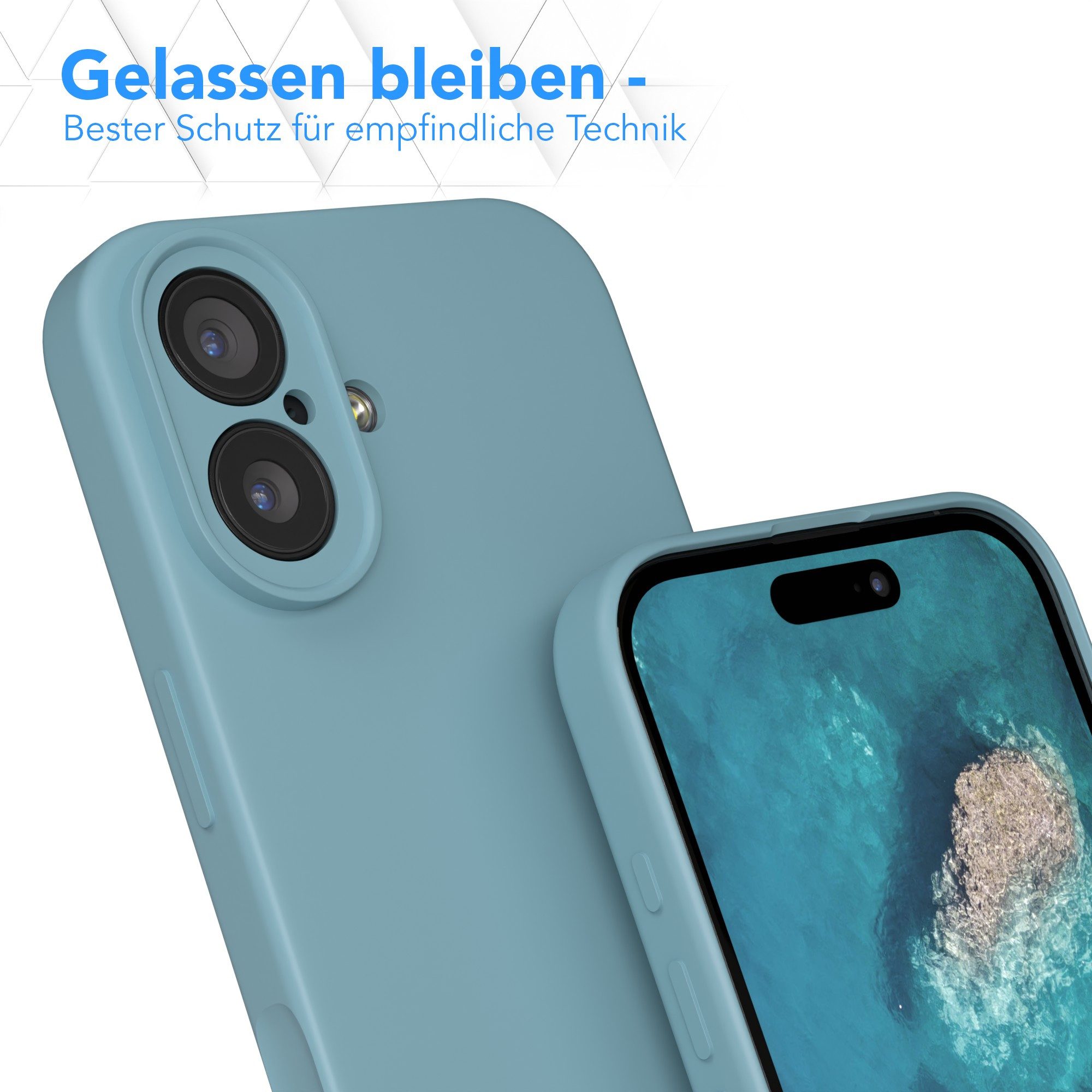 EAZY CASE Handyhülle für Apple iPhone 17 Hülle Silikon 6,3 Zoll, TPU Silikon Bumper Case stoßfest Slimcover Schutzhülle Etui Blaugrün – Bild 4 von 5