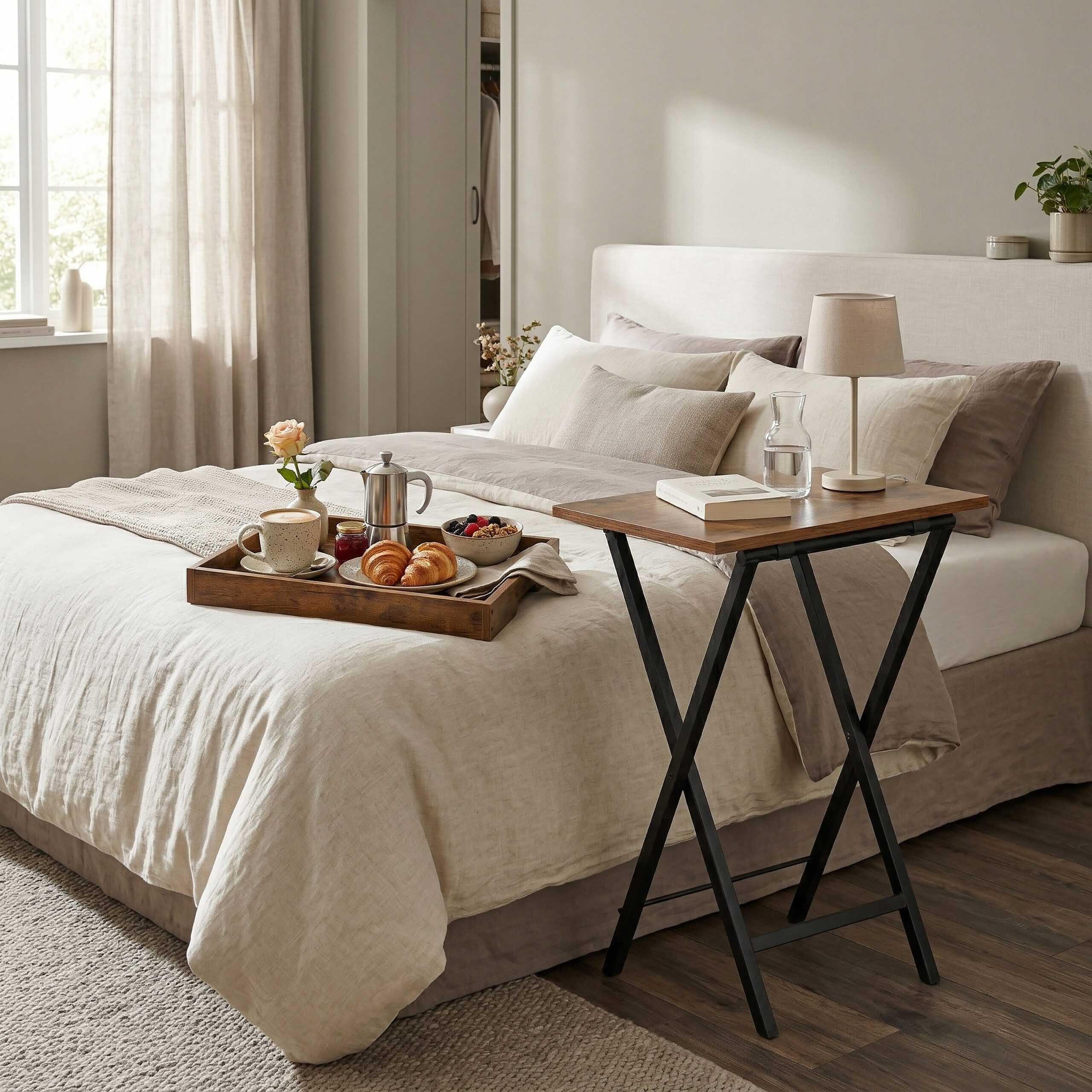 relaxdays Beistelltisch Klappbarer Beistelltisch mit Tablett