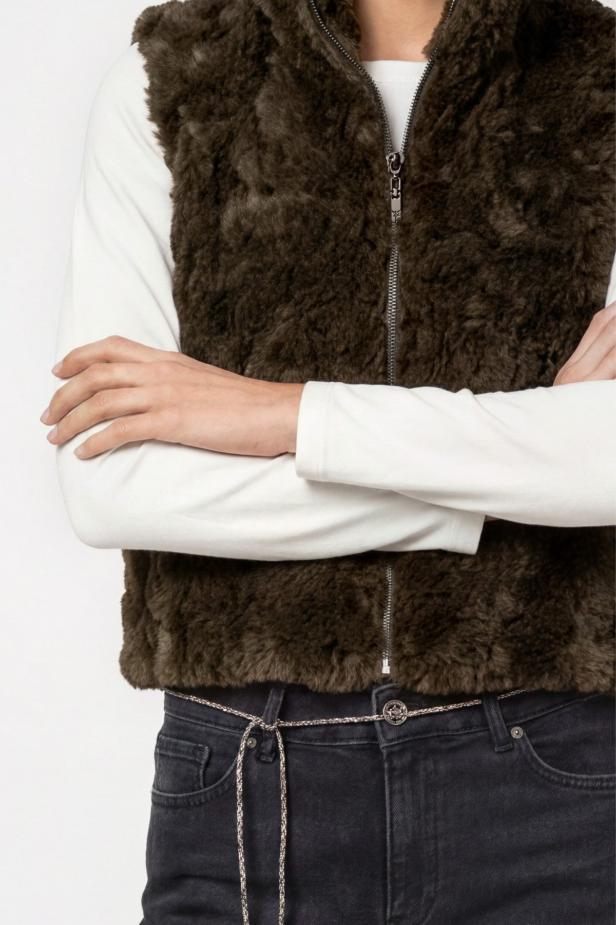 Monari Fellimitatweste Weste Basic fake fur Regular fit mit Stehkragen