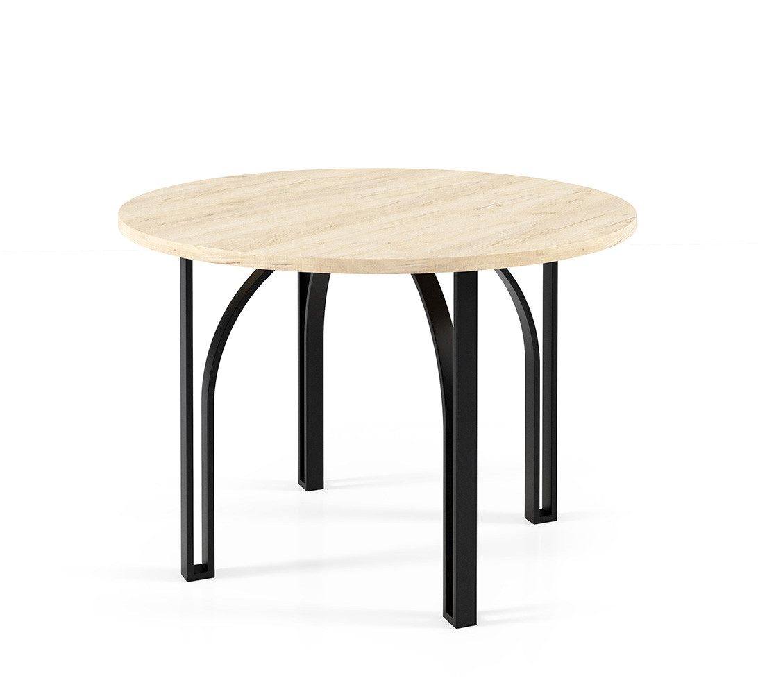 Feldmann-Wohnen Couchtisch Nastro (runde Tischplatte, Metallgestell, 1-St., pulverbeschichtetes Gestell, besonders attraktiv, schlicht elegant), 75x75cm Eiche Lancelot