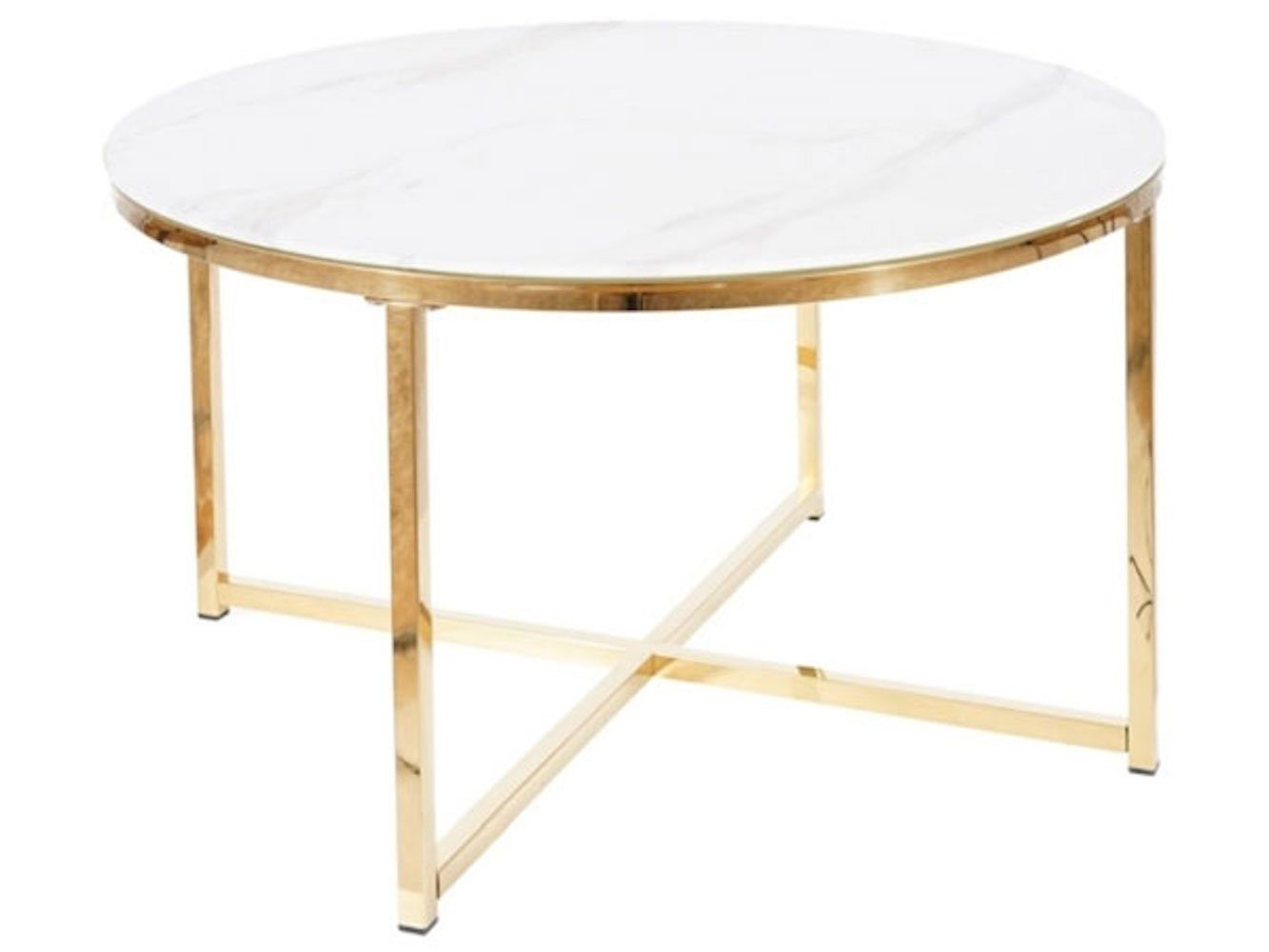 Feldmann-Wohnen Couchtisch Salma, 80x80x45cm Marmor weiß Gold