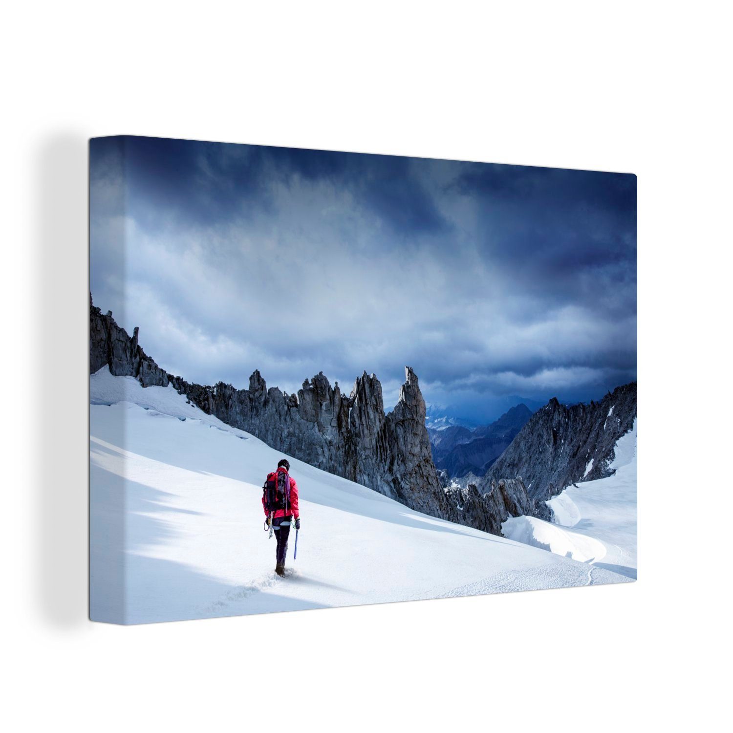 OneMillionCanvasses® Leinwandbild Bergsteiger auf dem Mont Blanc, (1 St), Wandbild Leinwandbilder, Aufhängefertig, Wanddeko, 30x20 cm | Leinwandbilder