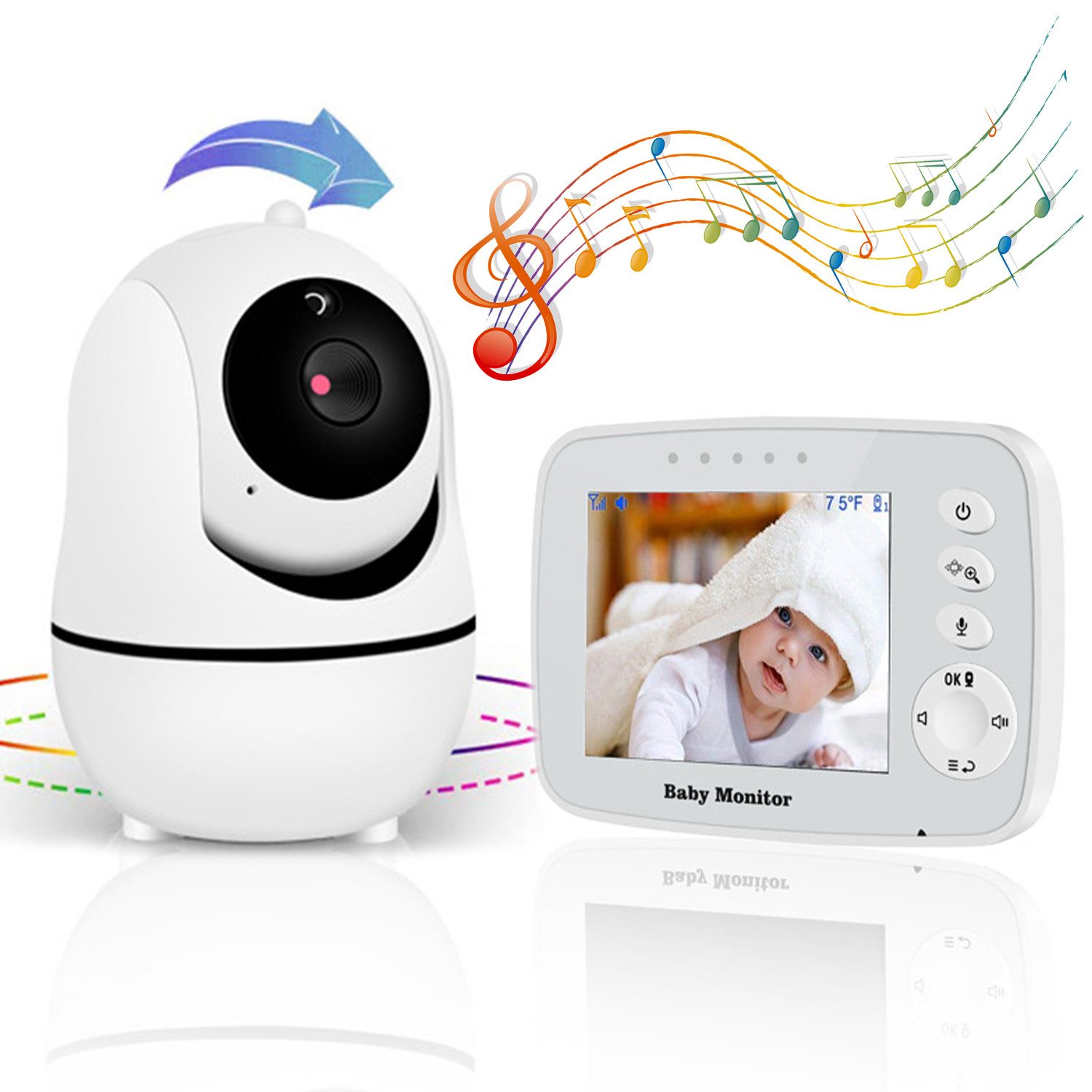 Babyphone Video-Babyphone 3.2"LCD Bildschirm Überwachungskamera Innen