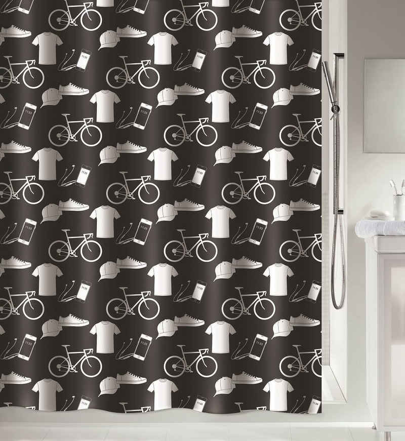 spirella Duschvorhang PATCHWORK Breite 180 cm, Anti-Schimmel Textil-Duschvorhang, Polyester, 180x200 cm, waschbar
