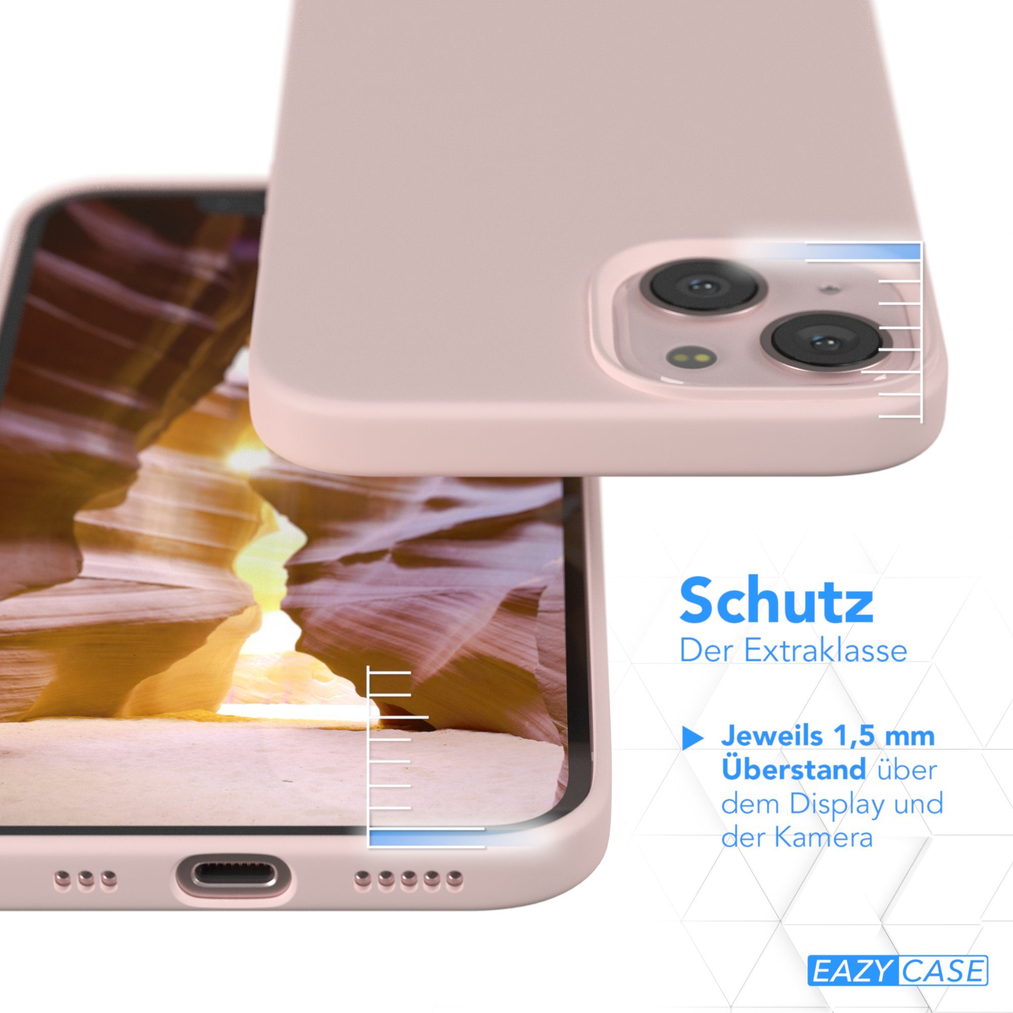 EAZY CASE Handyhülle Premium Silikon Case für Apple iPhone 13 6,1 Zoll, Silikon Schutzhülle mit Kameraschutz kratzfest Cover Rosa / Altrosa