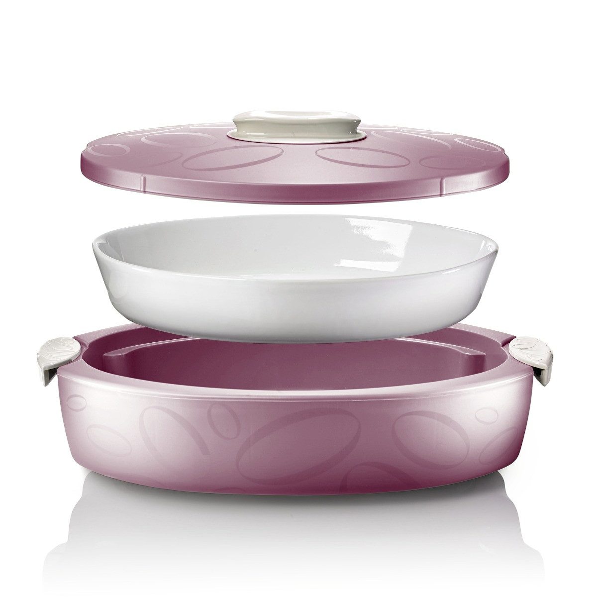 enjoy THE ITALIAN WAY OF LIVING Thermobehälter enjoy Thermotresor oval - 3 Liter in lila, Keramik und lebensmittelechter Kunststoff