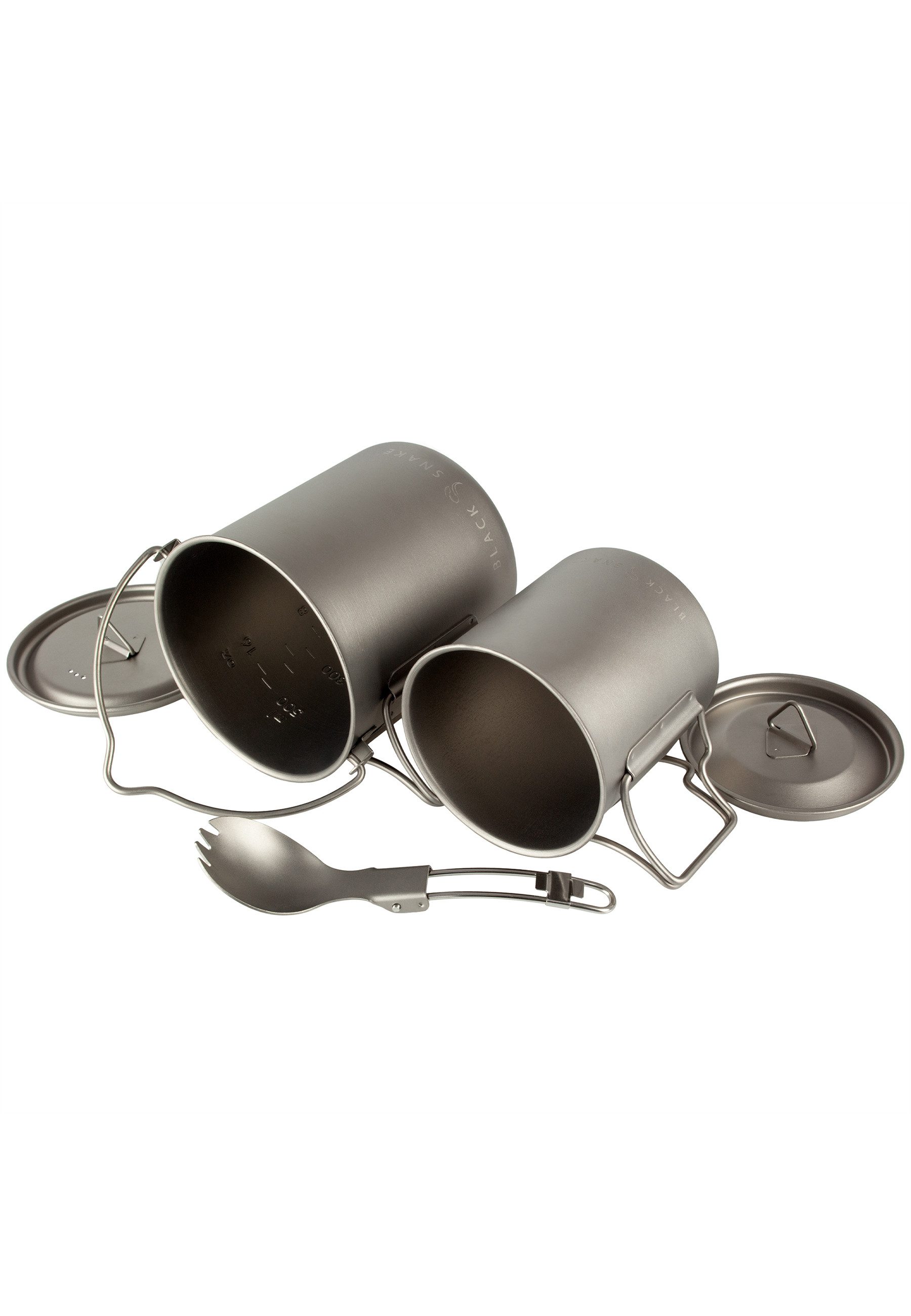 Black Snake Geschirr-Set Ultraleichtes Titan Kochset 3-teilig Camping (3-tlg), Titan, Leichtes Outdoor Kochset aus robustem Titan
