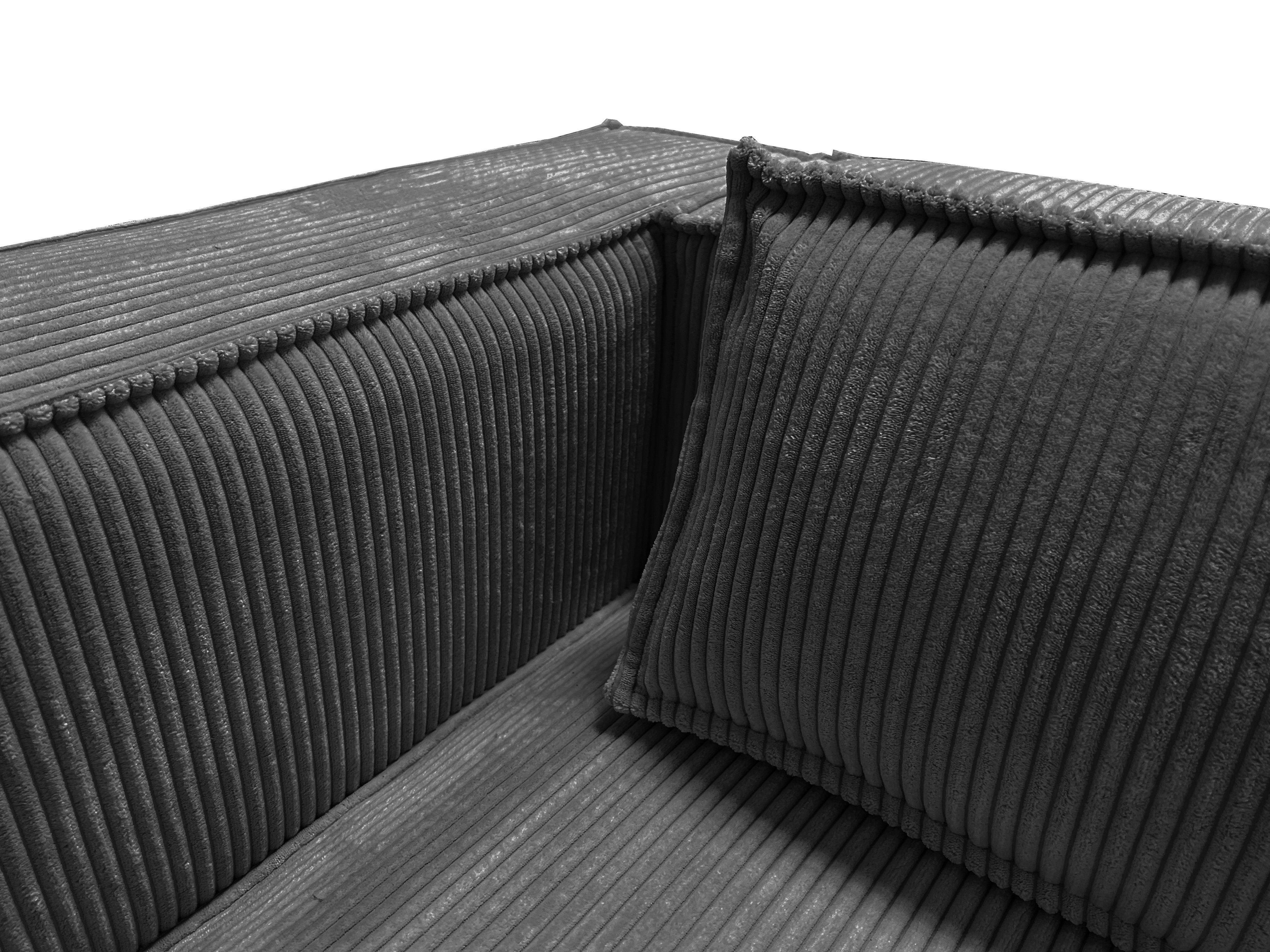 1 mit 2-Sitzer Wellenfederung Cord Sofa Möbel Renne, Teile, S-Style Grau