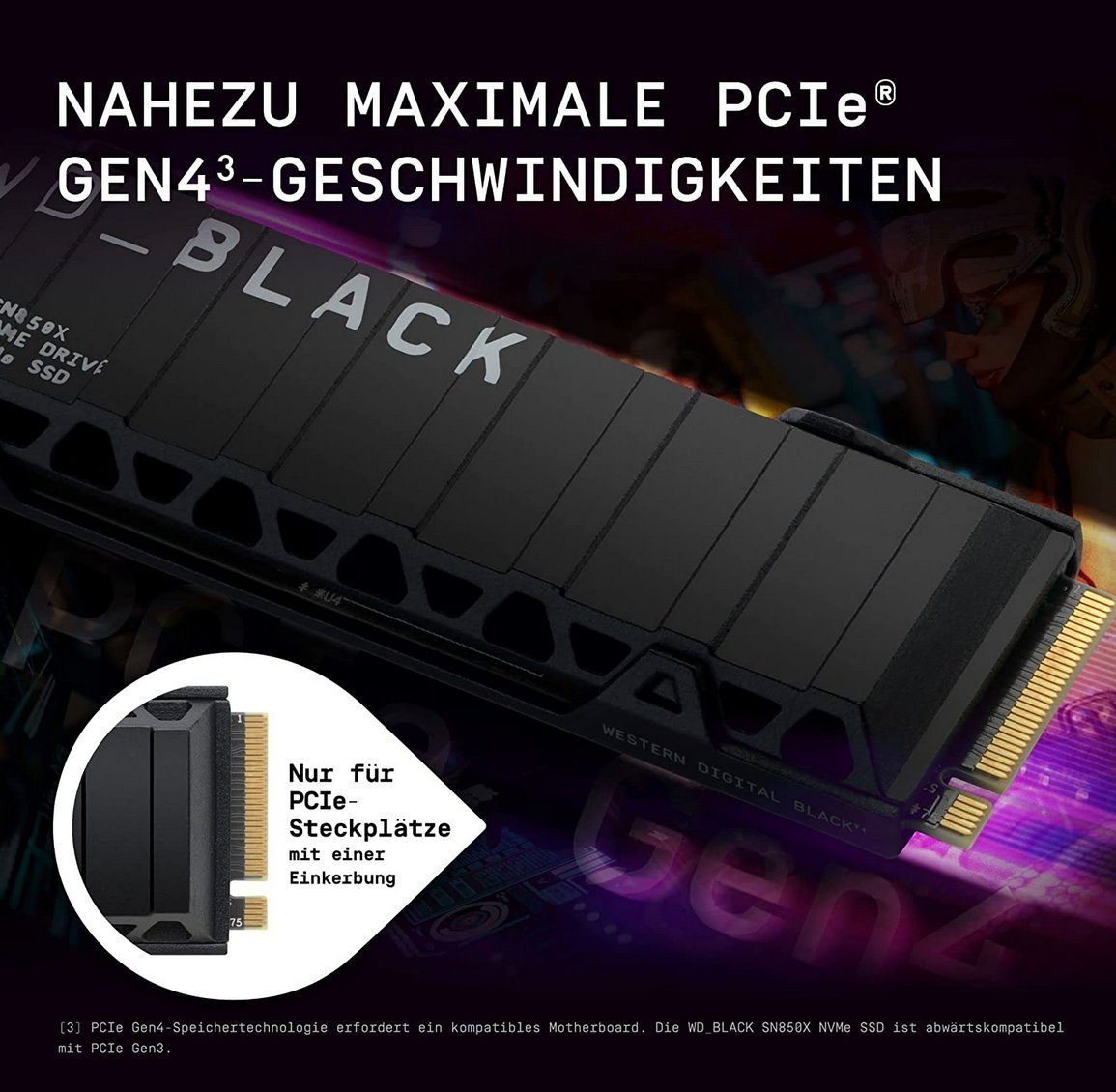 Heatsink NVMe 4.0 PCI interne MB/S 6600 Lesegeschwindigkeit, WD_Black Schreibgeschwindigkeit, with TB) 7300 Gaming-SSD Express (1 SN850X MB/S